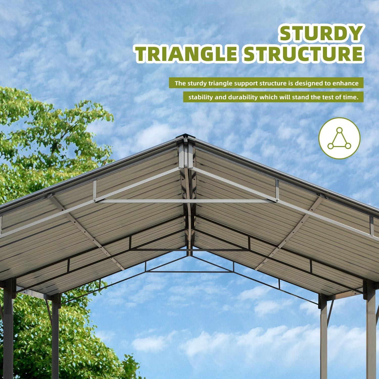 EROMMY 10 Ft. W x 15 Ft. D Carport with Galvanized Steel Roof & Reviews | Wayfair