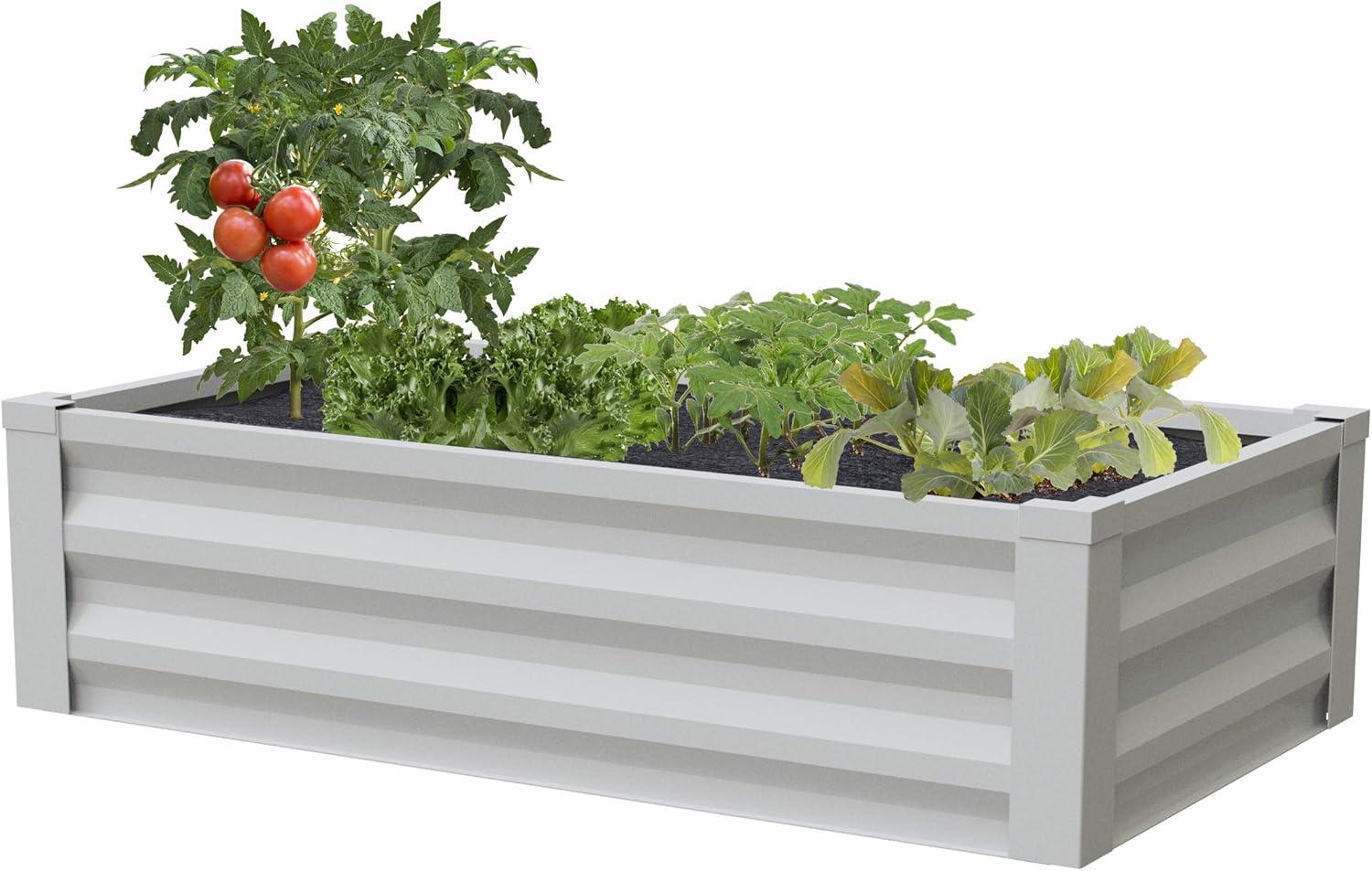 Powder-Coated Metal White Raised Garden Bed 24"W x 48"L x 10"H