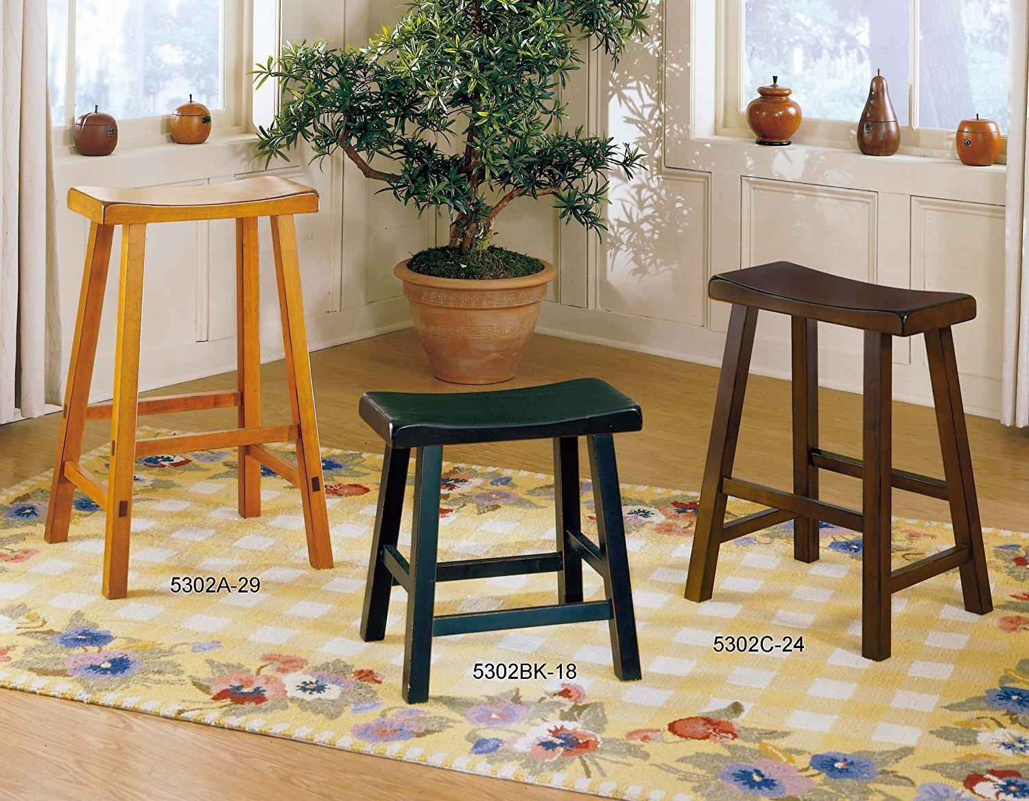 Kingfisher Lane 18" Solid Wood Dining Stool in Oak (Set of 2)