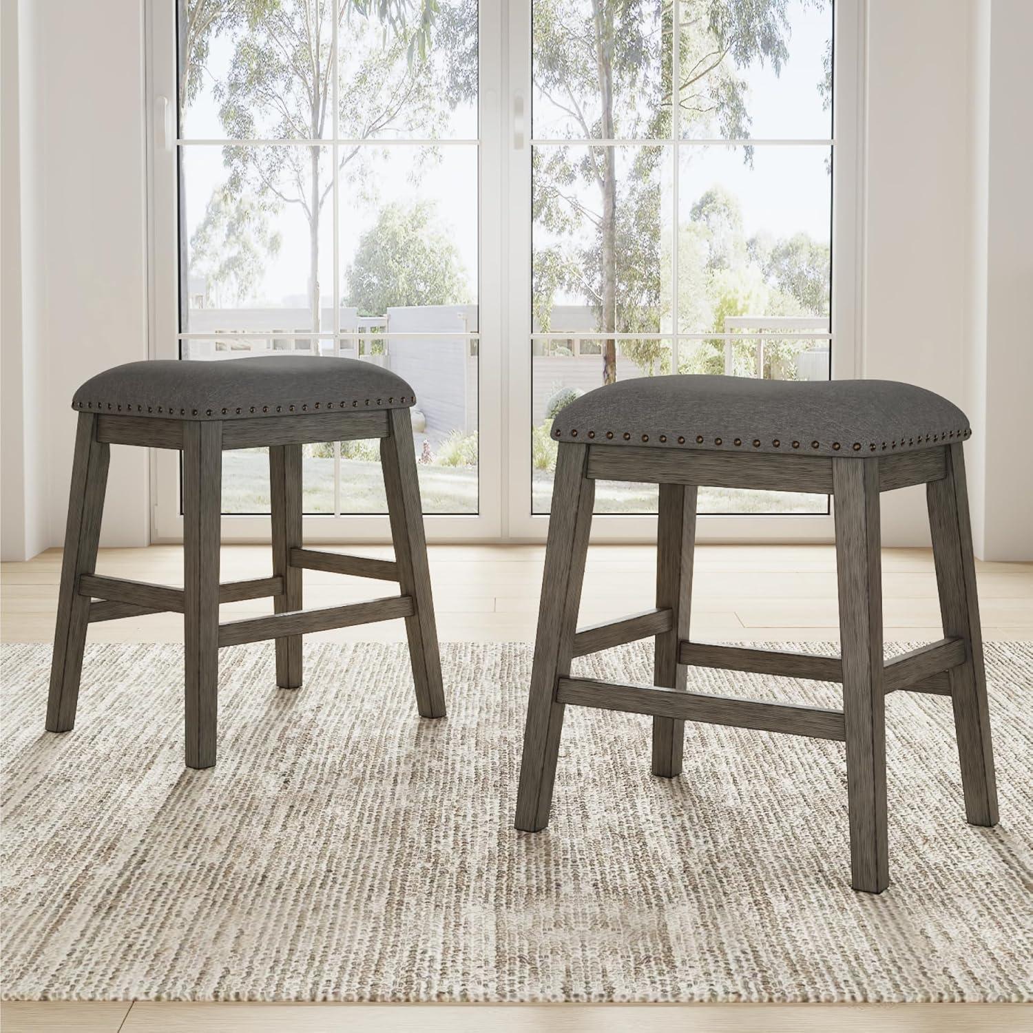 Signature Design by Ashley Caitbrook Rustic 24.4" Counter Height Upholstered Barstool, Set of 2