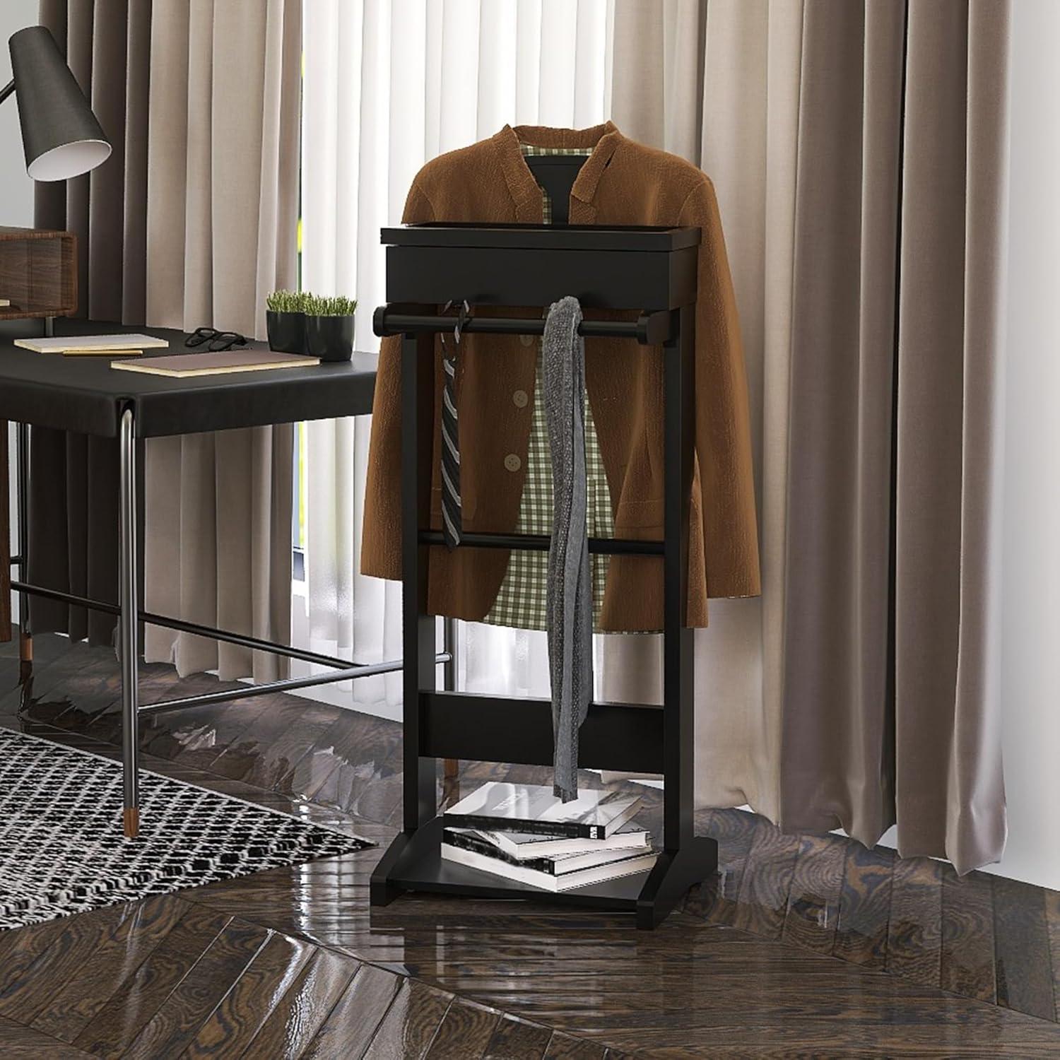 Lark Manor™ Portable Garment Rack Clothes Valet Stand With Storage Organizer Table Entryway Organizer Garment Rack