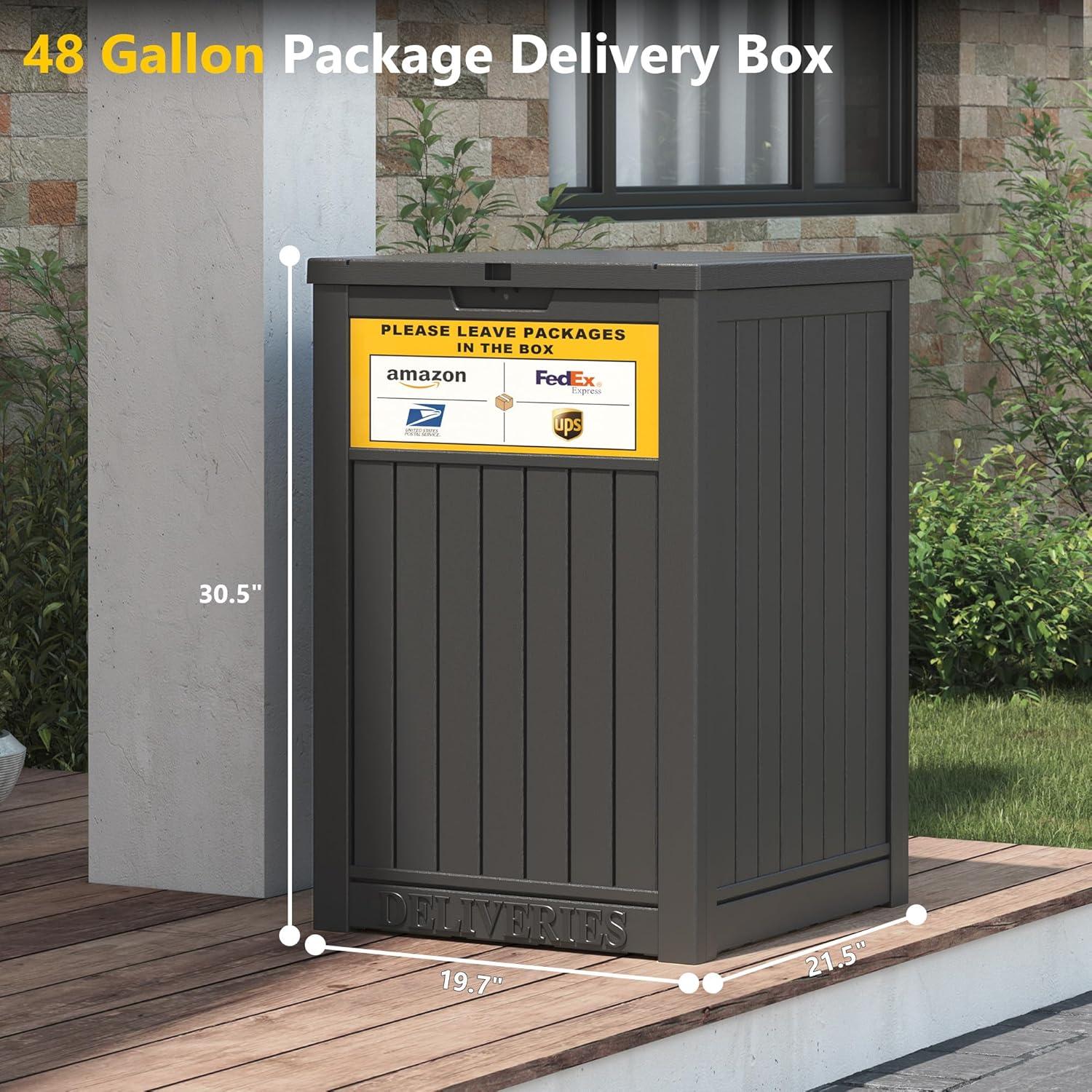 51 Gallon Outdoor Storage Box Delivery Letter Package Parcel Lock Mailbox Resin