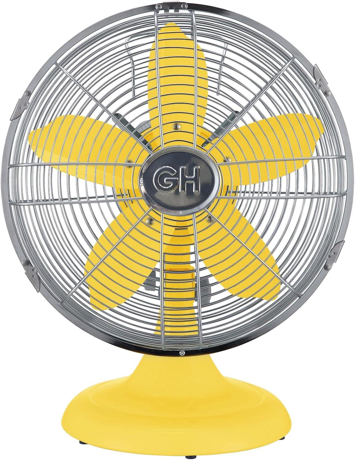 Good Housekeeping Good Housekeeping's All-Metal Retro 3-Speed 12" Oscillating Office Desk Table Fan (Multiple Finishes Available)