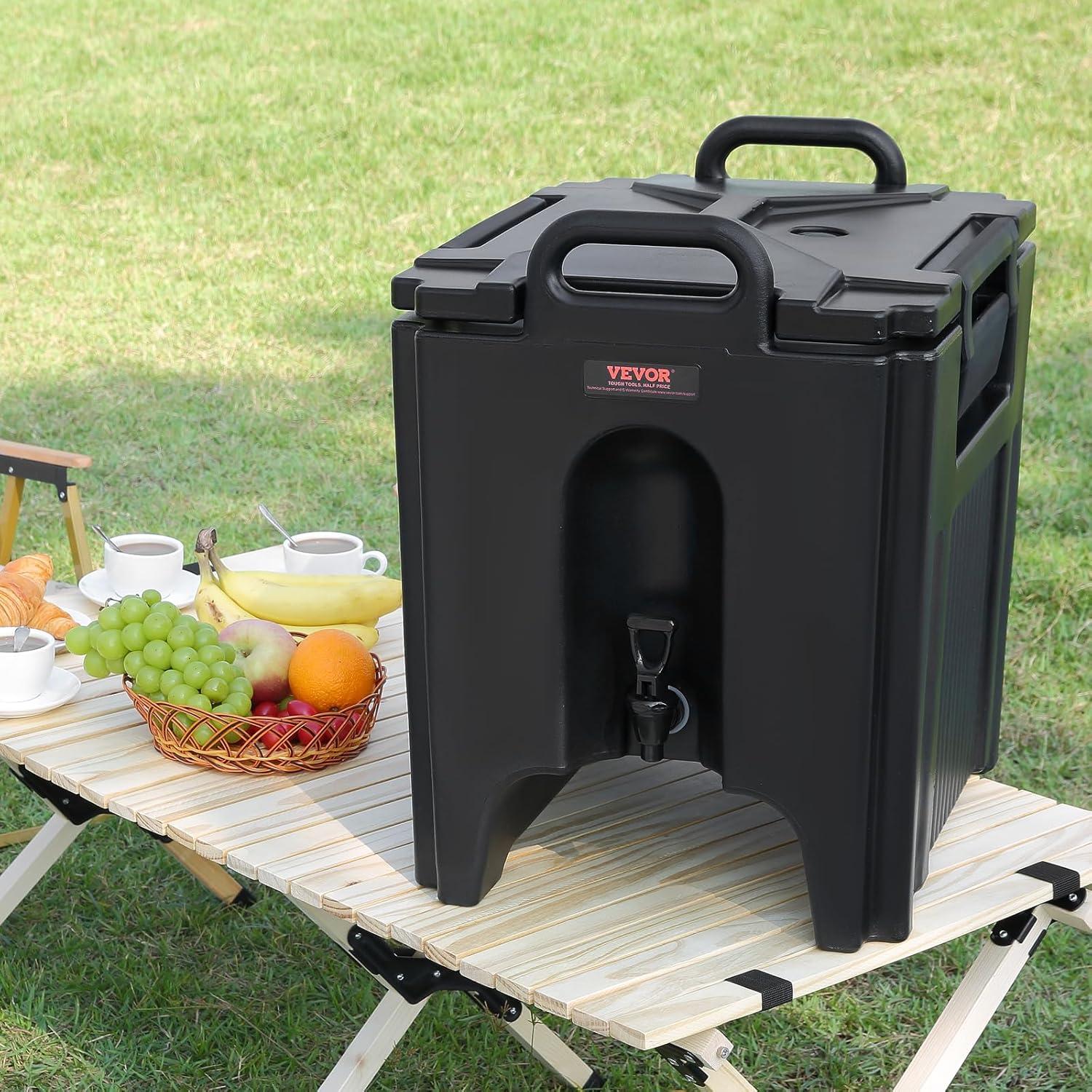 VEVOR Insulated Beverage Dispenser, 10 Gallon, Food-grade LL9450UP Hot and Cold Beverage Server, Thermal Drink Dispenser Cooler with 1.18 in PU Layer Two-Stage Faucet Handle, for Restaurant Drink Shop