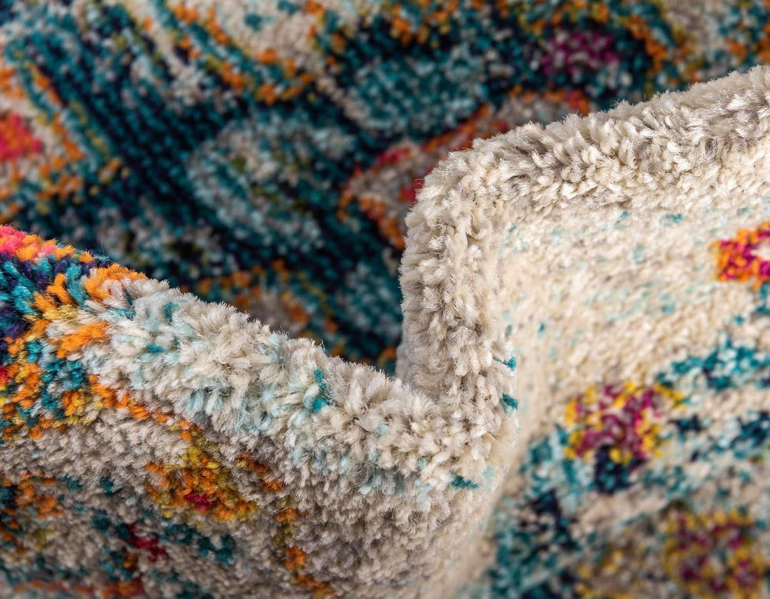 Unique Loom Penrose Collection Area Rug - Alexis (8' Square Ivory/Blue)