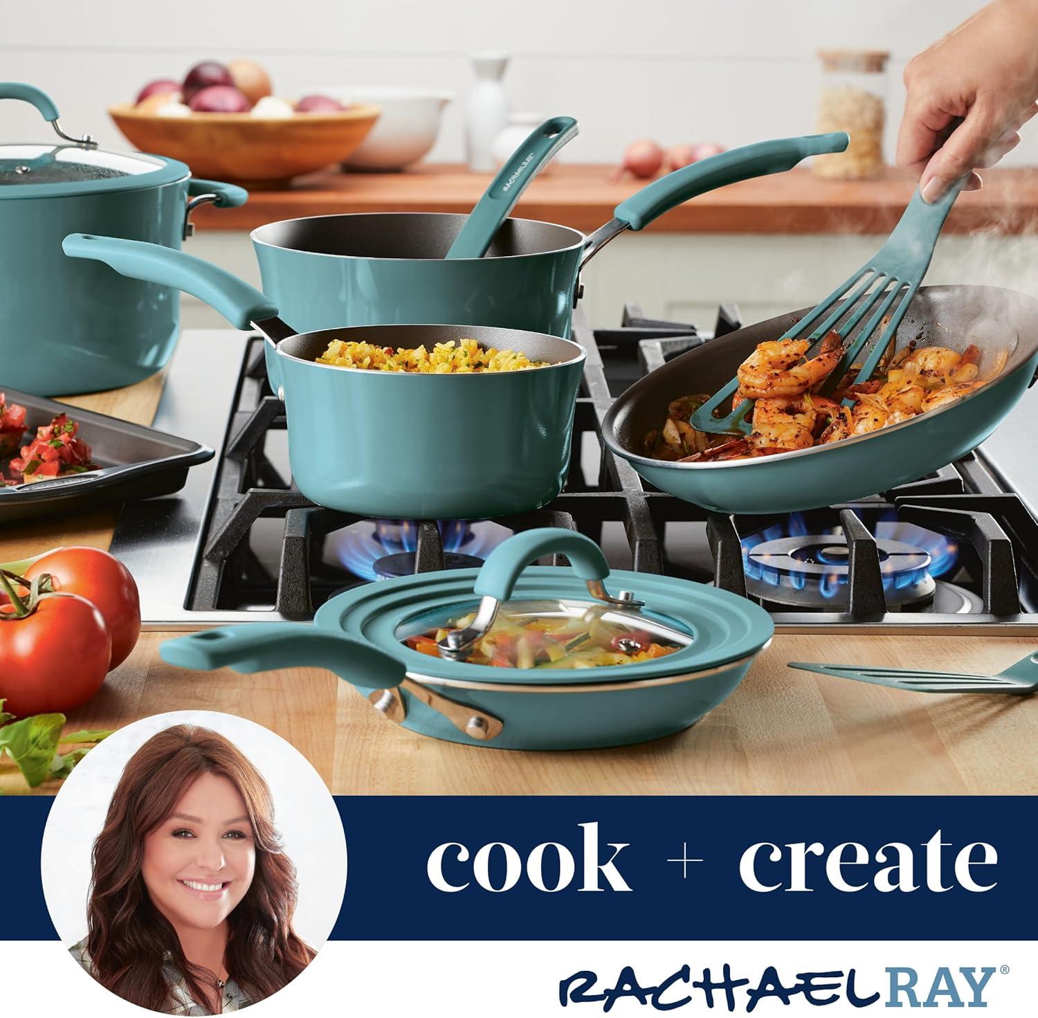 Rachael Ray Cook and Create Aluminum Nonstick Saucier Pan, 3-Quart