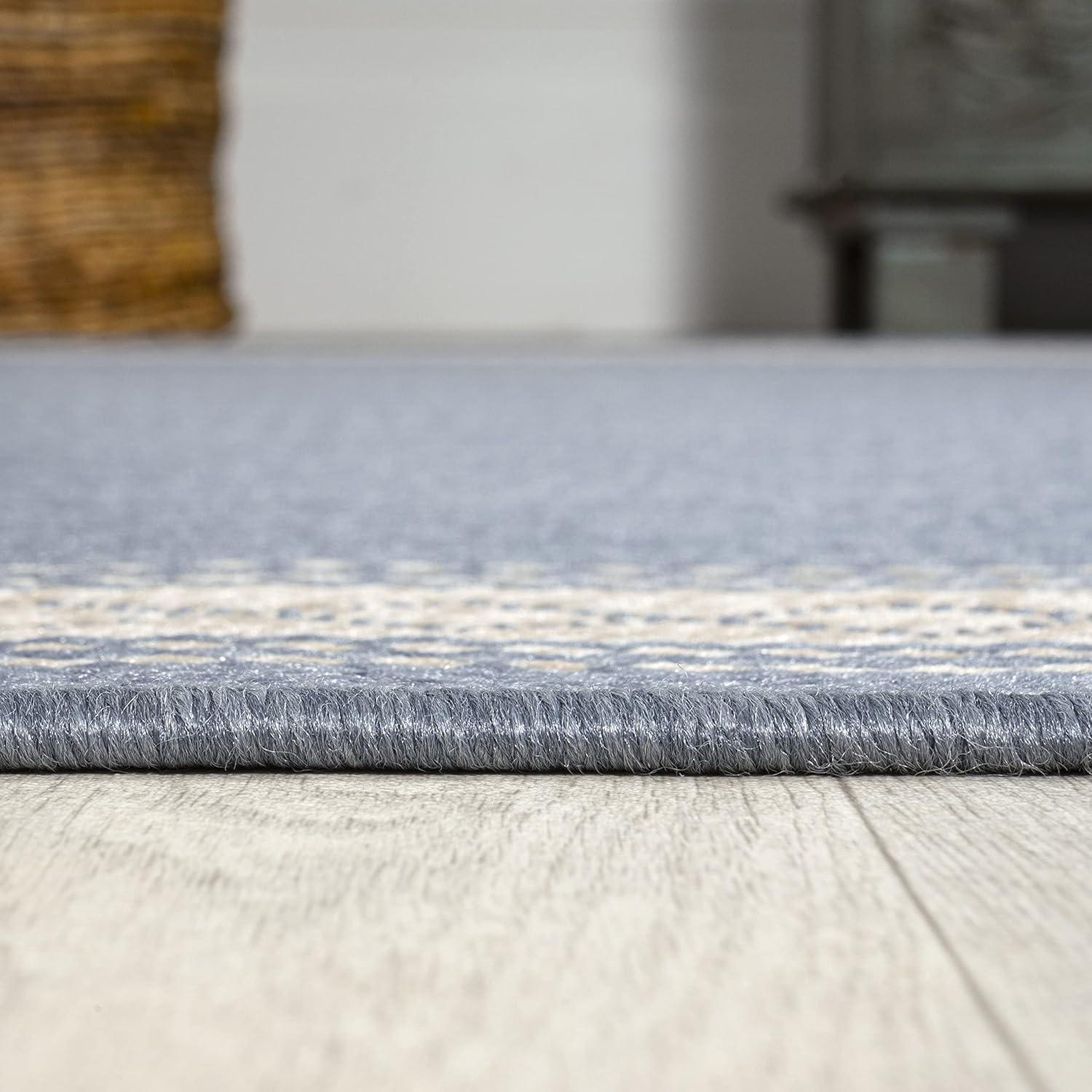 3' x 5' Lucia Classic Diamond Border Indoor/Outdoor Area Rug, Blue/Cream - JONATHAN Y