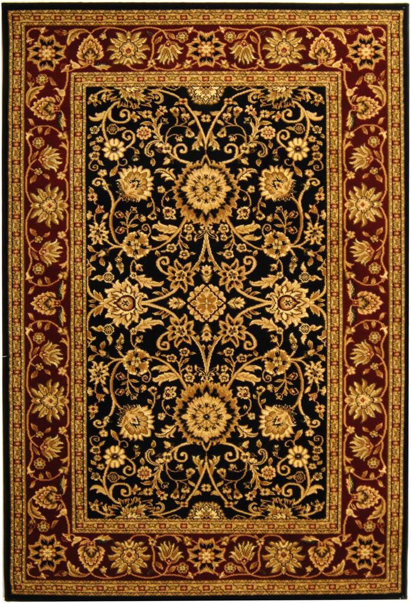 Lyndhurst Black and Red Floral Synthetic Area Rug