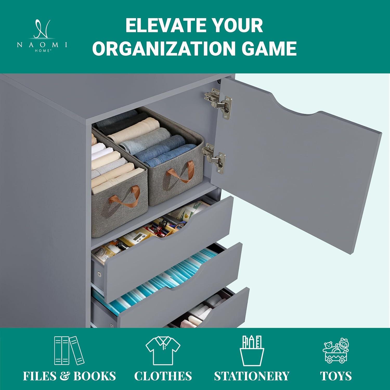 Inbox Zero 6-Drawer Office Drawer File Cabinet on Wheels, Desk Filing Cabinet Unit, Craft Office Drawer Storage Organization