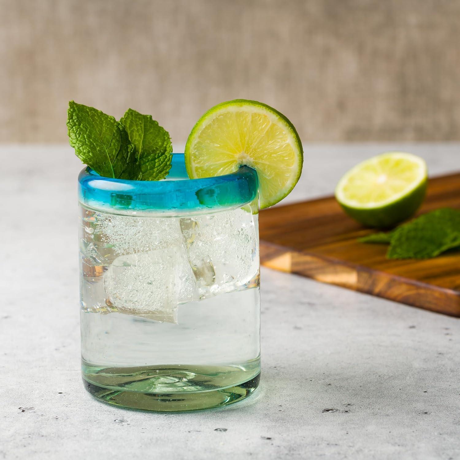 Ten Strawberry Street Rim Hiball Handblown Mexican Glass (Set of 6)