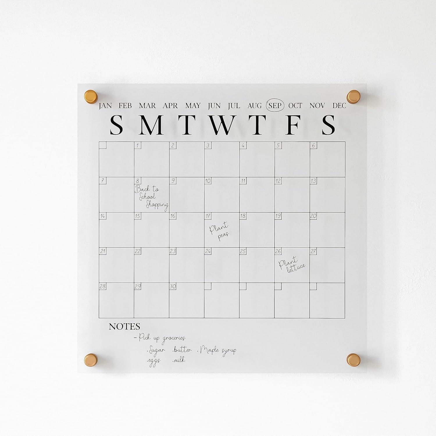 Thomas Martha Stewart Acrylic Wall Calendar with Dry Erase Marker and Mounting Hardware