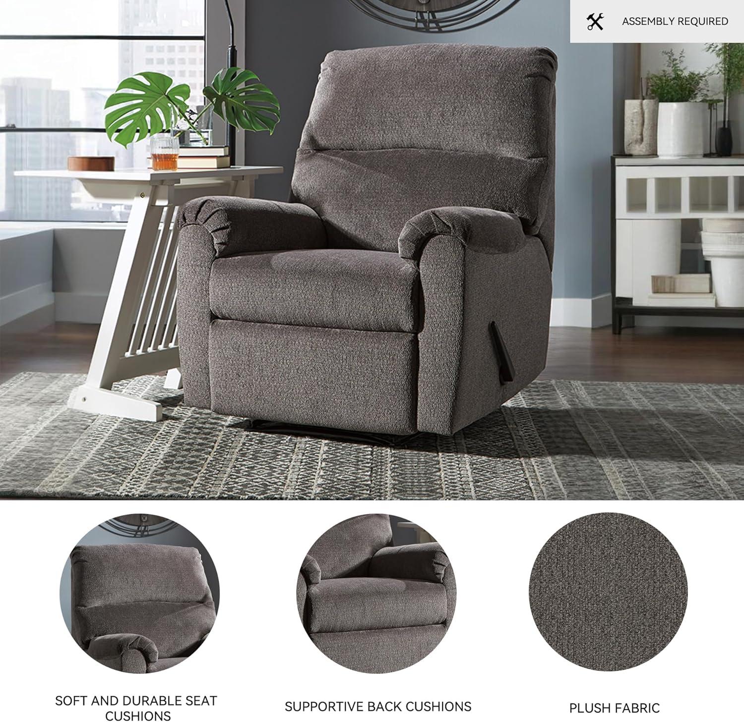 Signature Design by Ashley Nerviano Zero Wall Recliner in Gray