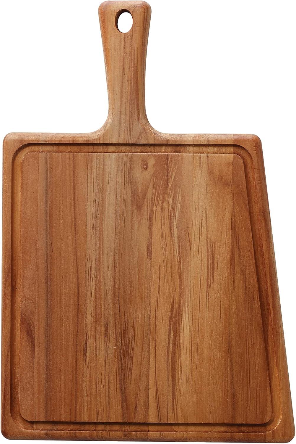 Teak Wood Rectangular Cutting Board with Handle and Groove