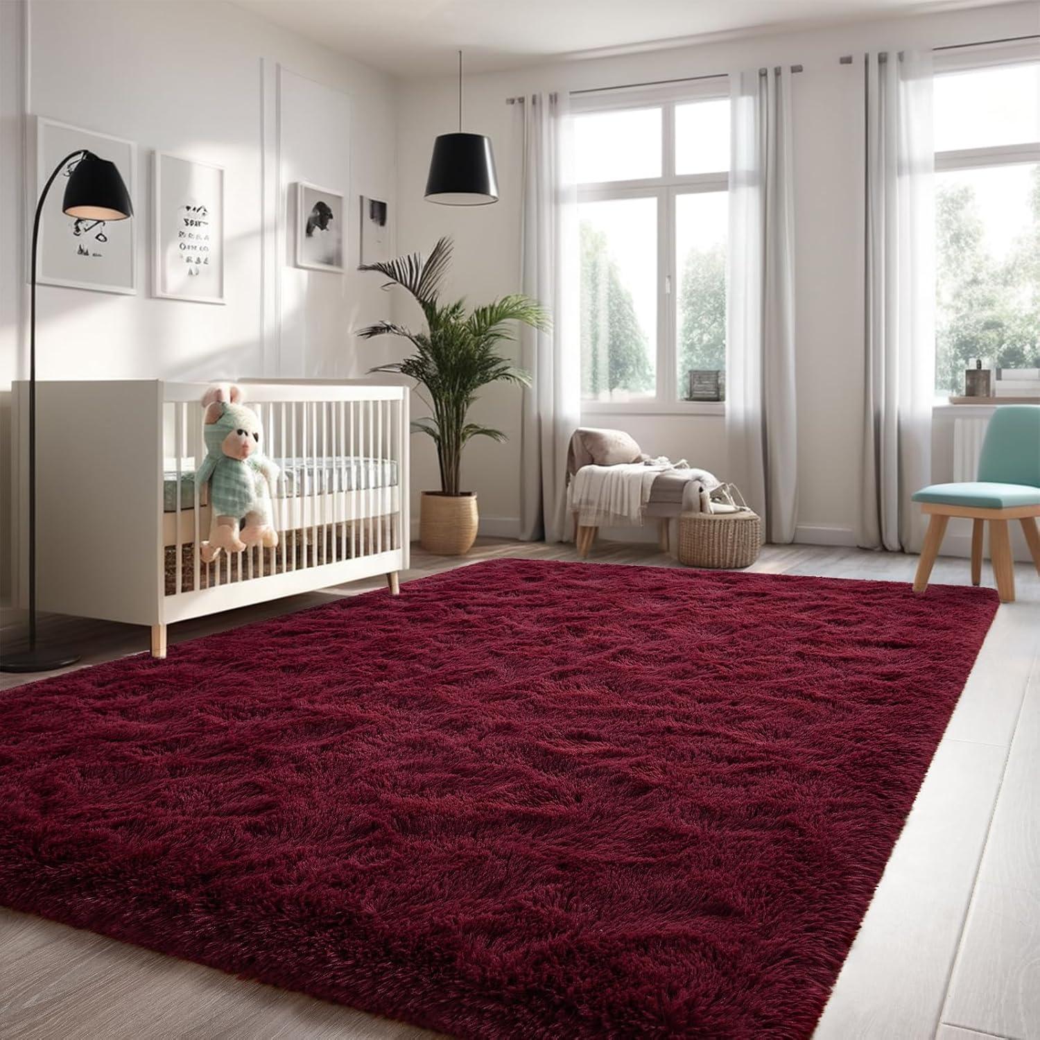 Delane Shag Maroon Area Rug