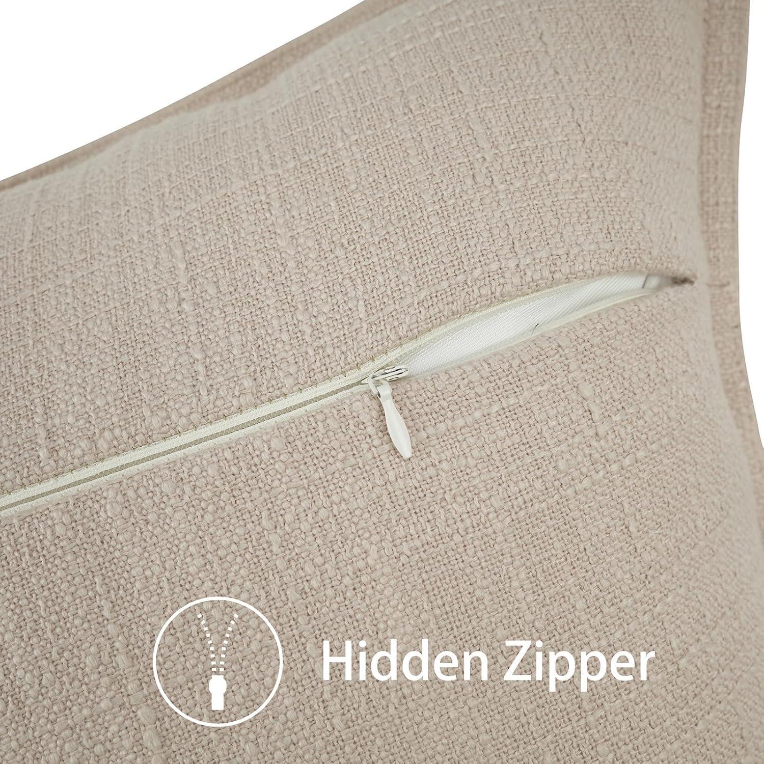 MADIZZ Set of 2 Linen Throw Pillow Covers with Broad Edge Soft Boho Decorative Pillow Cases for Sofa Bedroom Modern Pillow Shell 18x18 Inch Beige