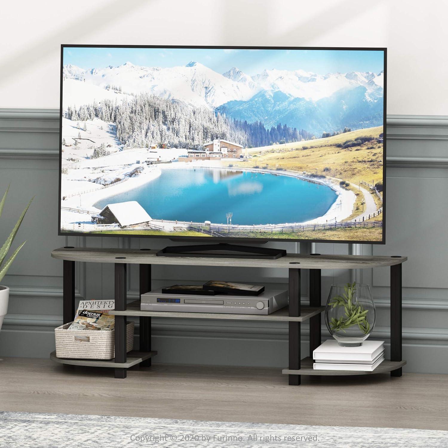 Turn-S-Tube Wide TV Entertainment Center, Oak Grey/Black