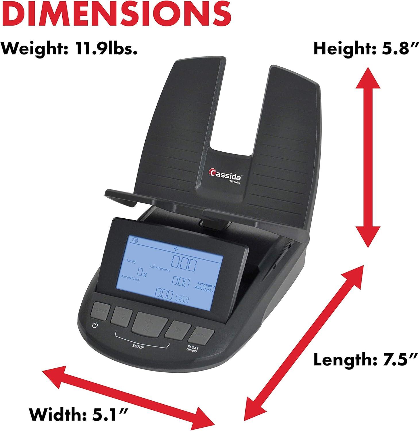 Cassida TillTally Professional Black Bill and Coin Counting Scale