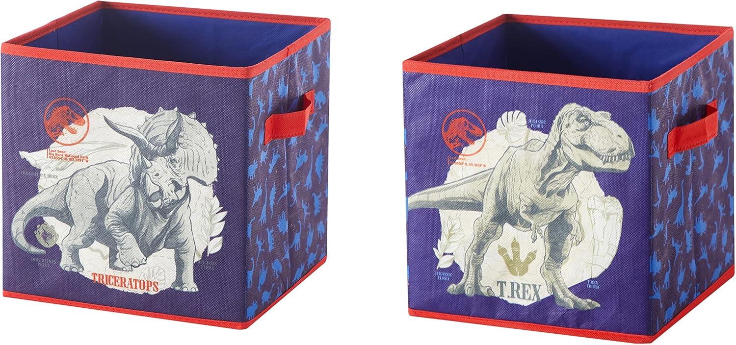 Jurassic World Kids' Blue Fabric Collapsible Storage Cubes, 10"x10", Set of 2