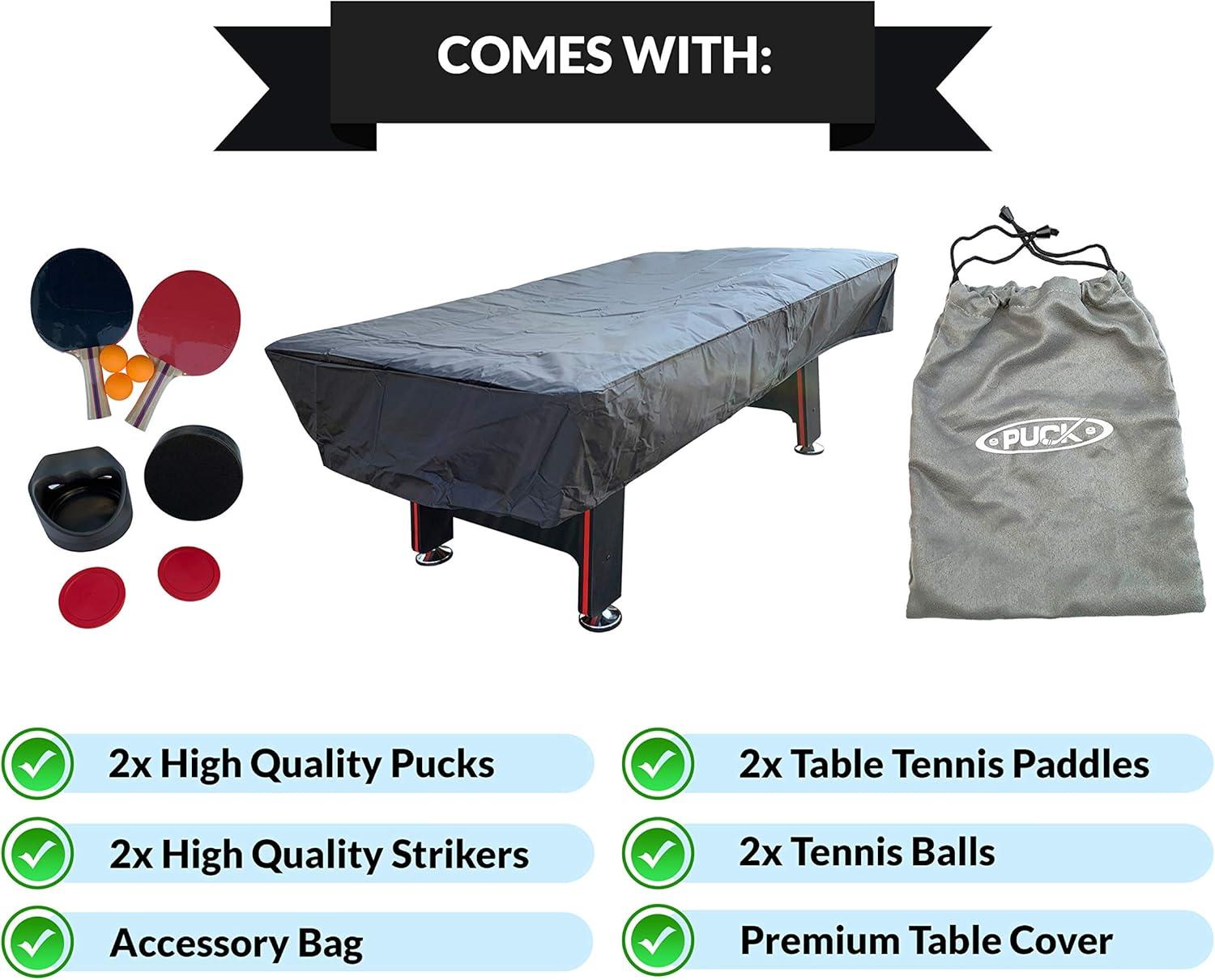 PUCK Atlas 7-Foot Table Multi Game Tennis Air Hockey Table (Black)