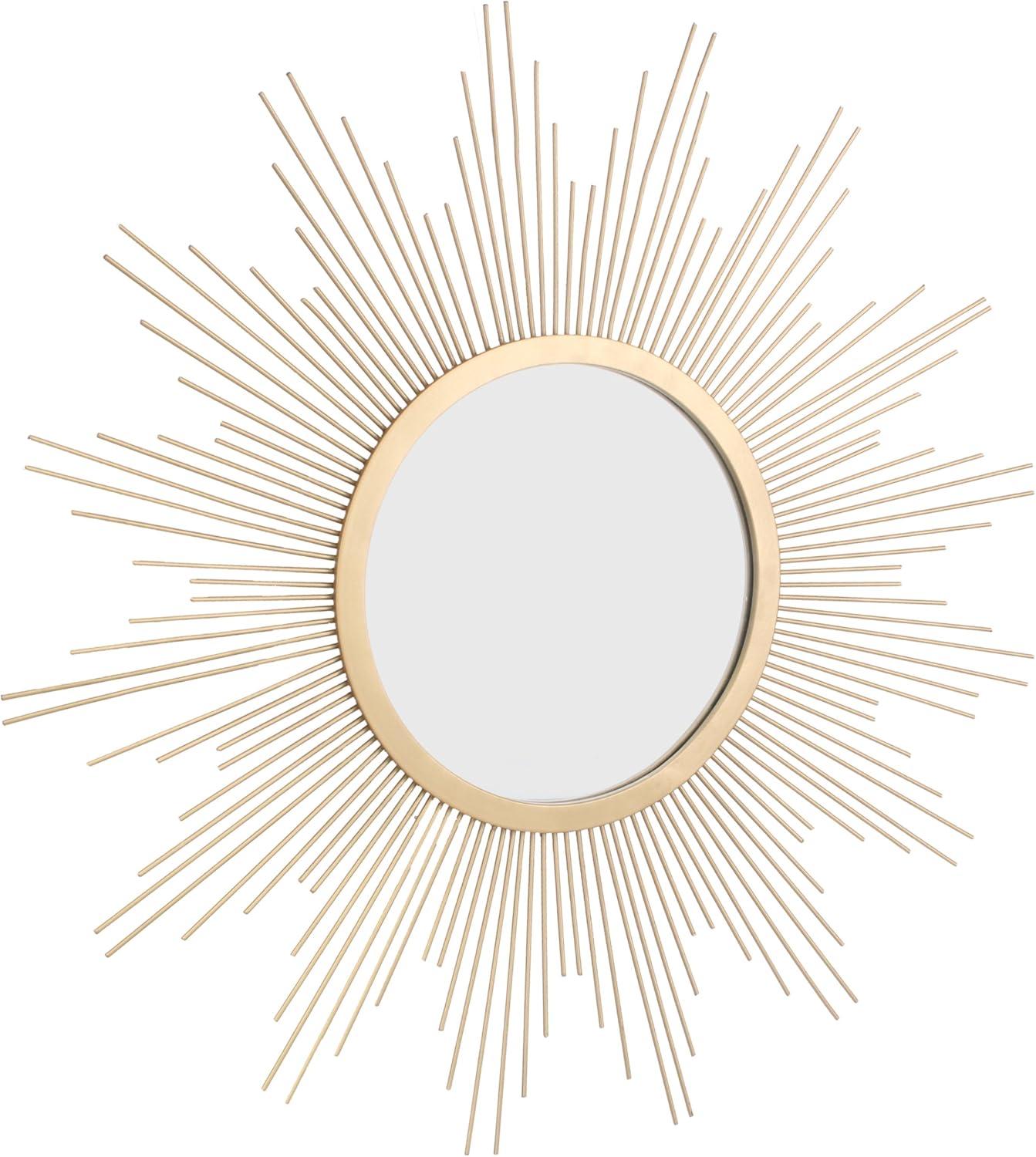 Stonebriar 24 in. Round Decorative Antique Metal Starburst Wall Mounted Mirror, Gold