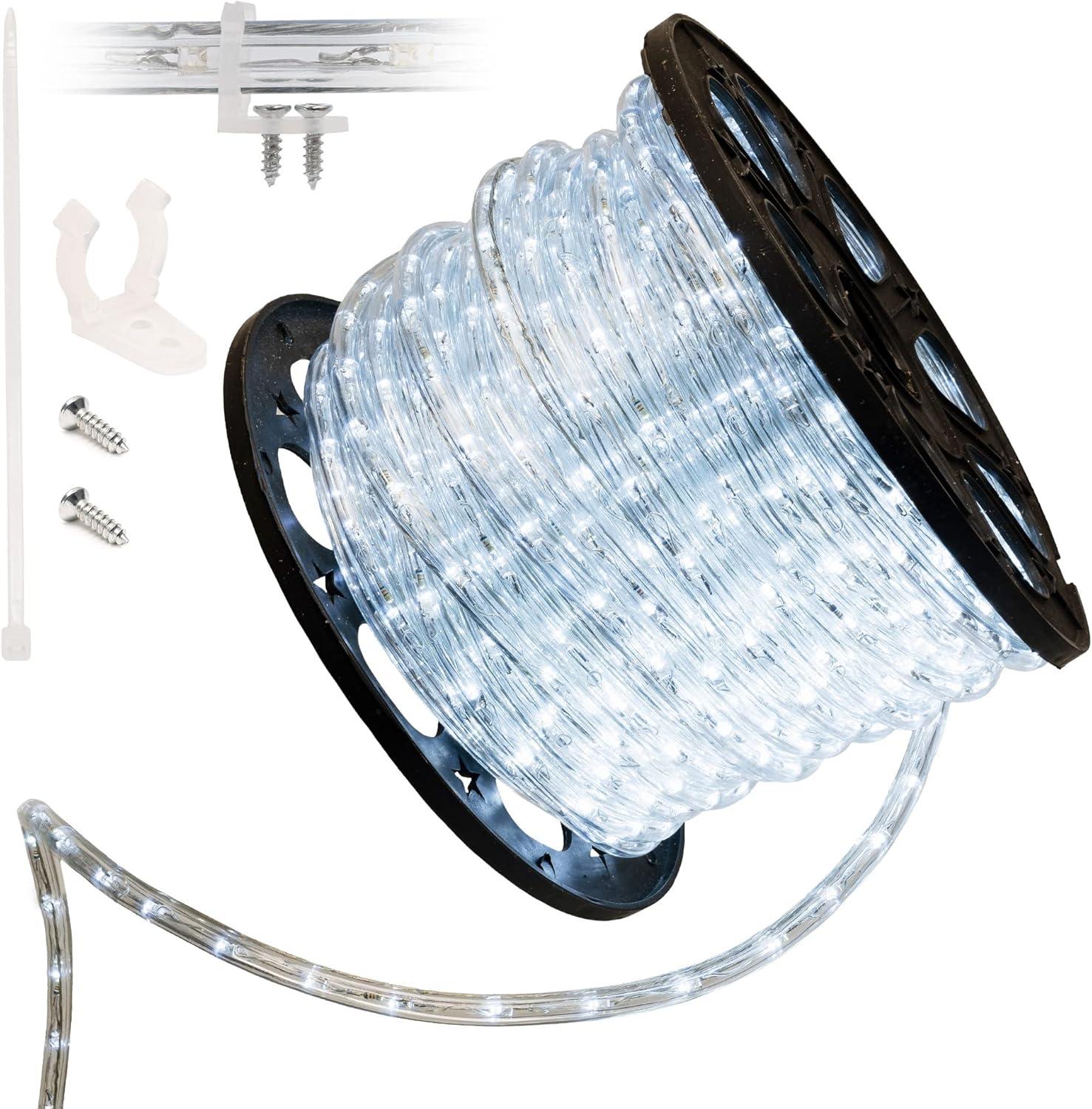 Cool White 150' LED Rope Lights with Flexible PVC Tubing