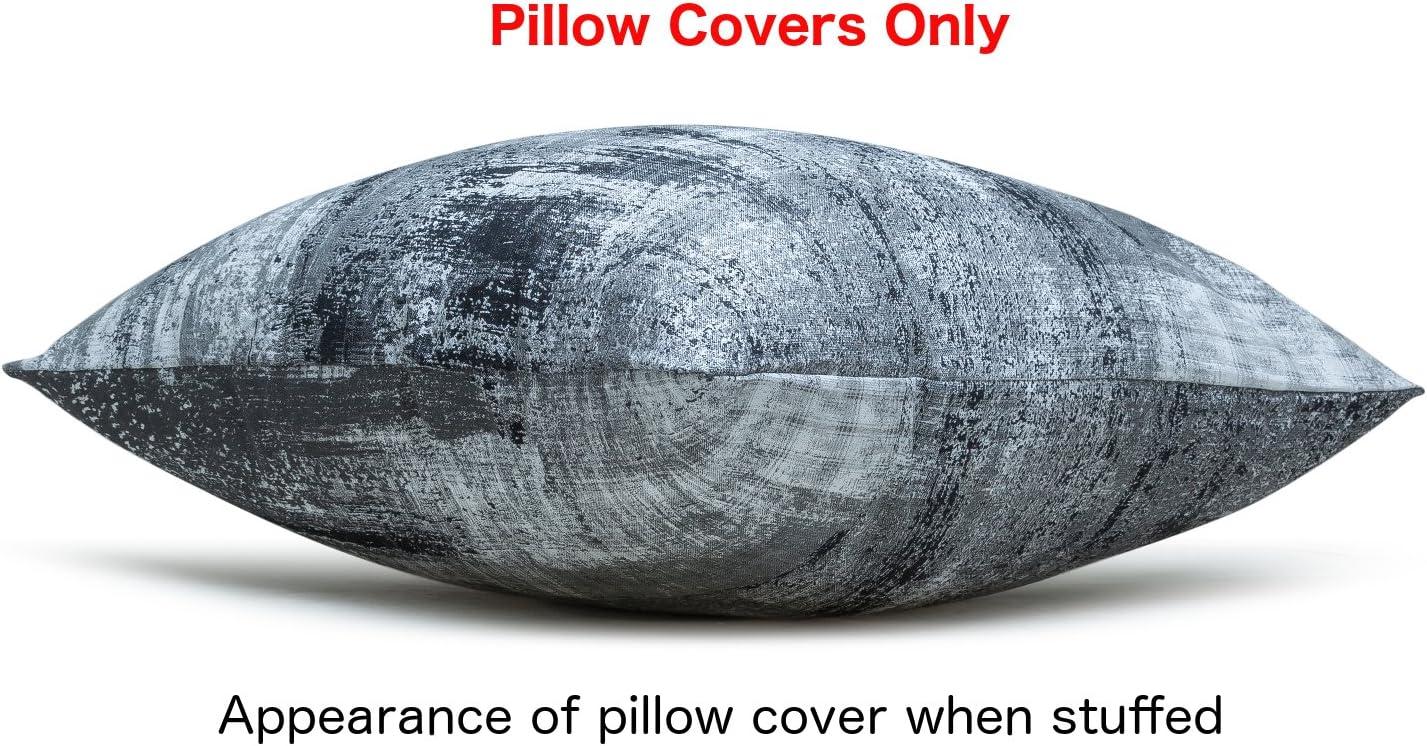 TreeWool (Pack of 2) Brush Art Accent Decorative Square Cotton Throw Pillow Covers (22 x 22 inches, Navy Blue)