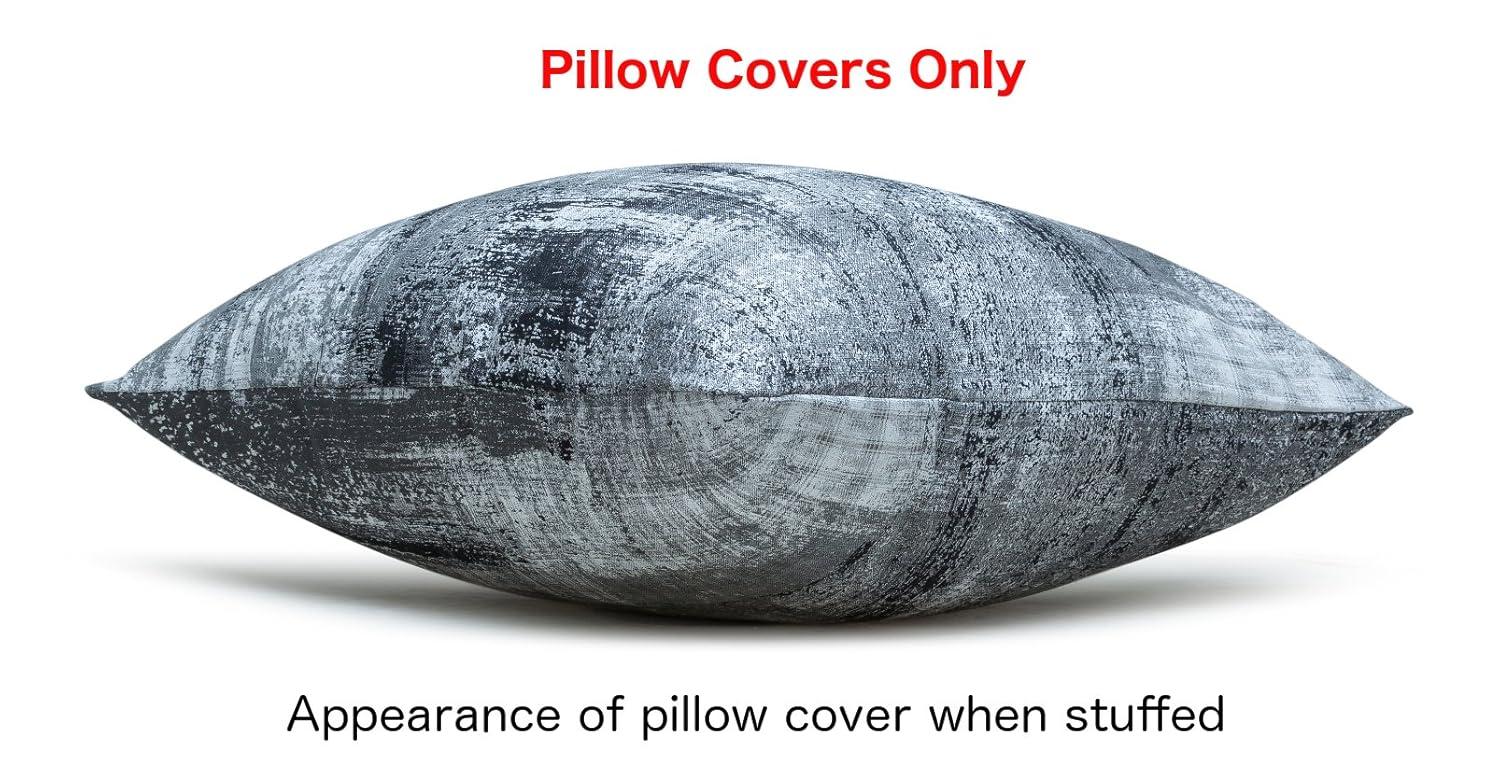 TreeWool (Pack of 2) Brush Art Accent Decorative Square Cotton Throw Pillow Covers (22 x 22 inches, Navy Blue)