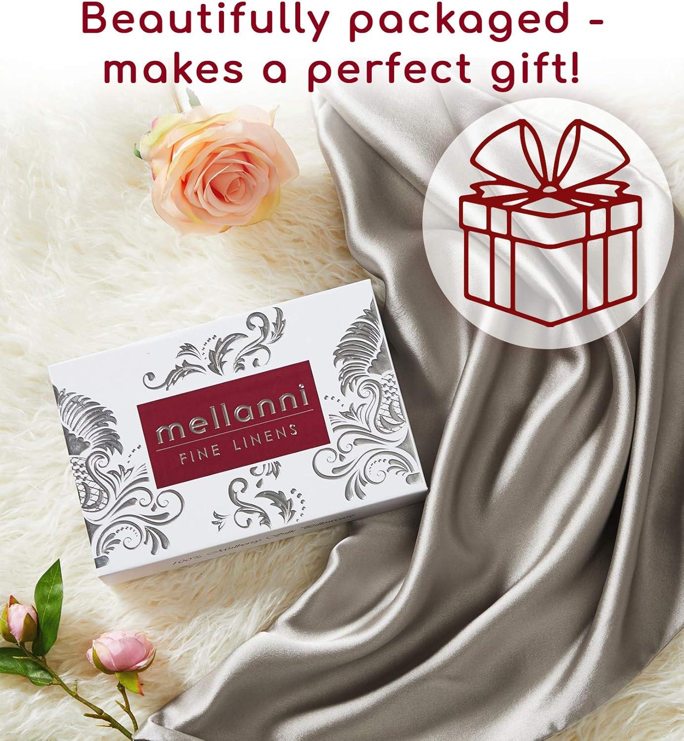 Mellanni Mulberry Silk Collection 19 Momme Light Gray Silk Pillowcase, Body 20"x54"