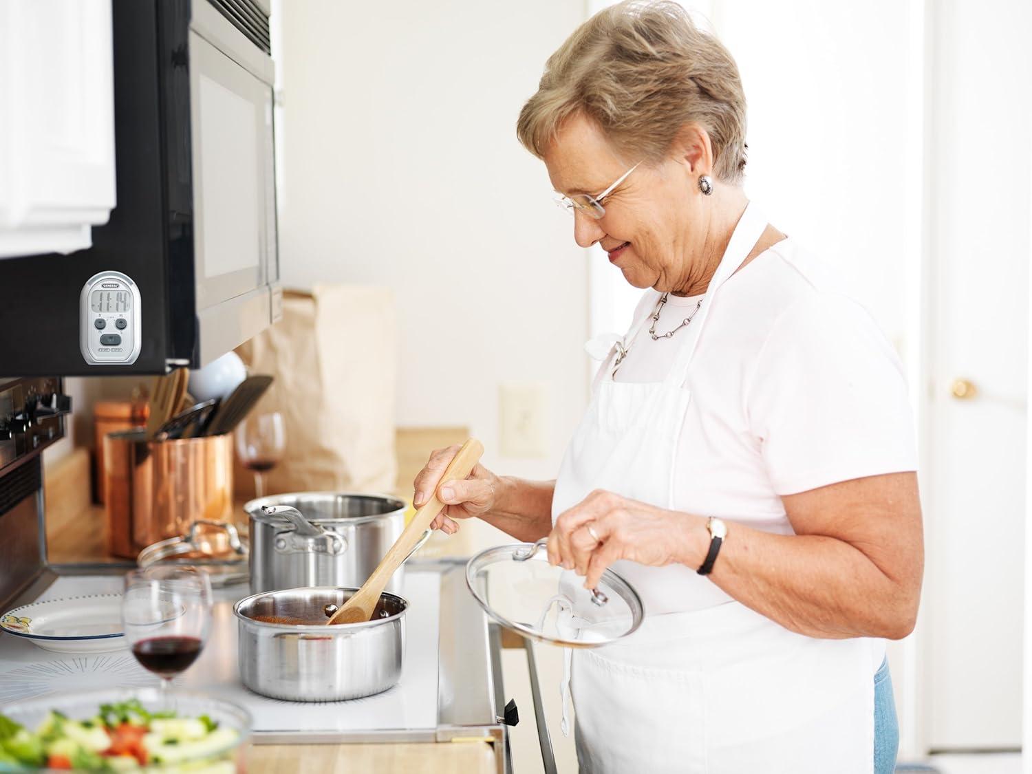 Compact Gray Multi-Function Kitchen Timer with Vibration and Flash