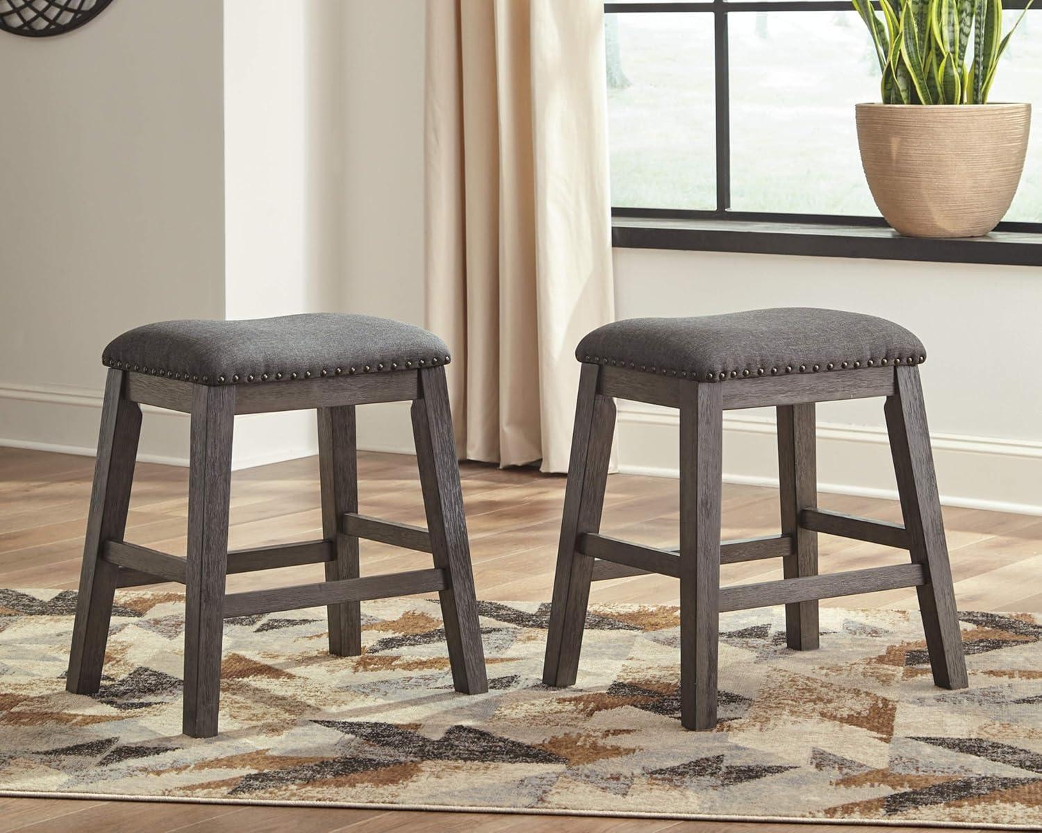 Signature Design by Ashley Caitbrook Rustic 24.4" Counter Height Upholstered Barstool, Set of 2