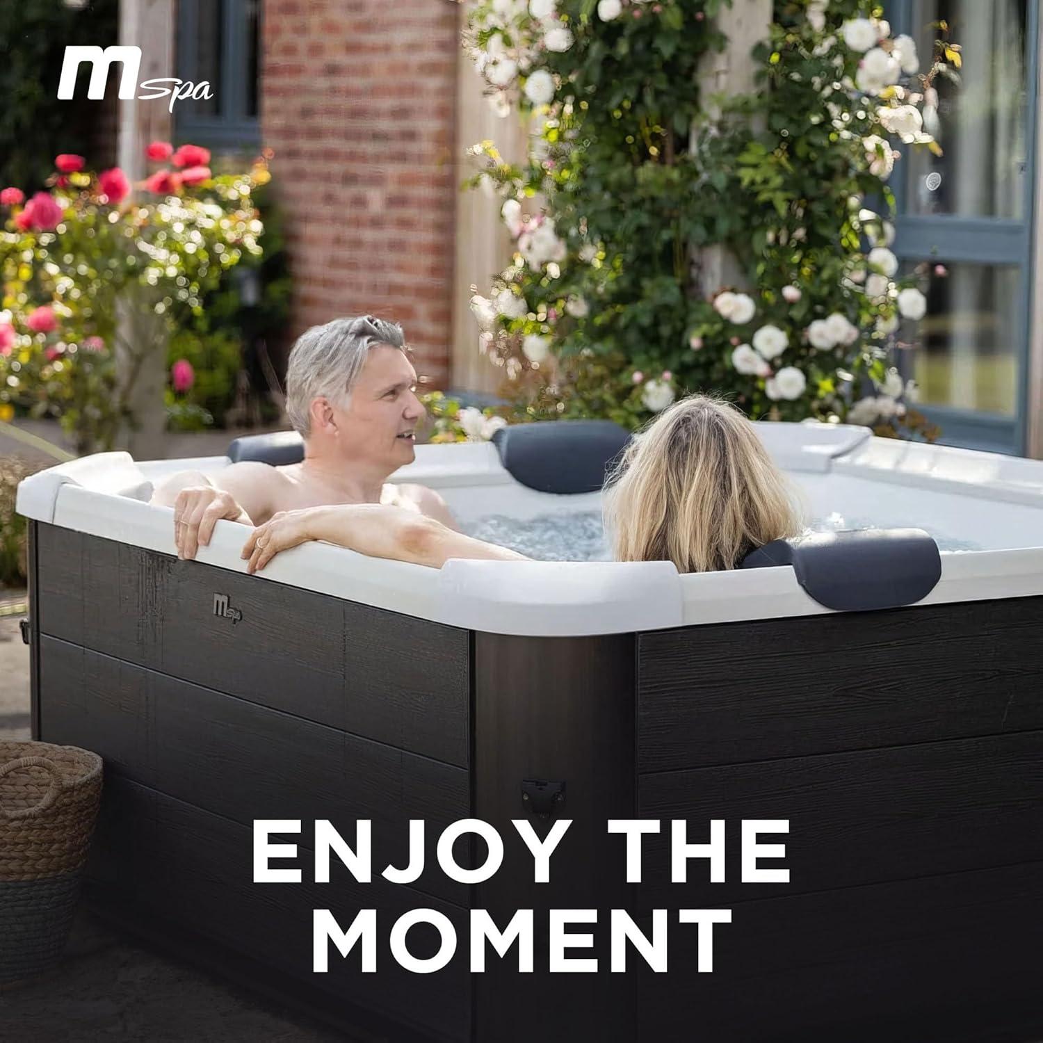 Oslo Square 6-Person Black and White Inflatable Hot Tub