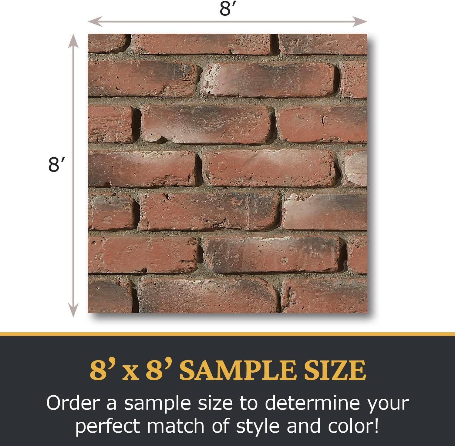 Faux Brick 3D Textured Wall Panel Sample|Old Medford Brick | 8"L x 8"H Sample Size | Historic Brick