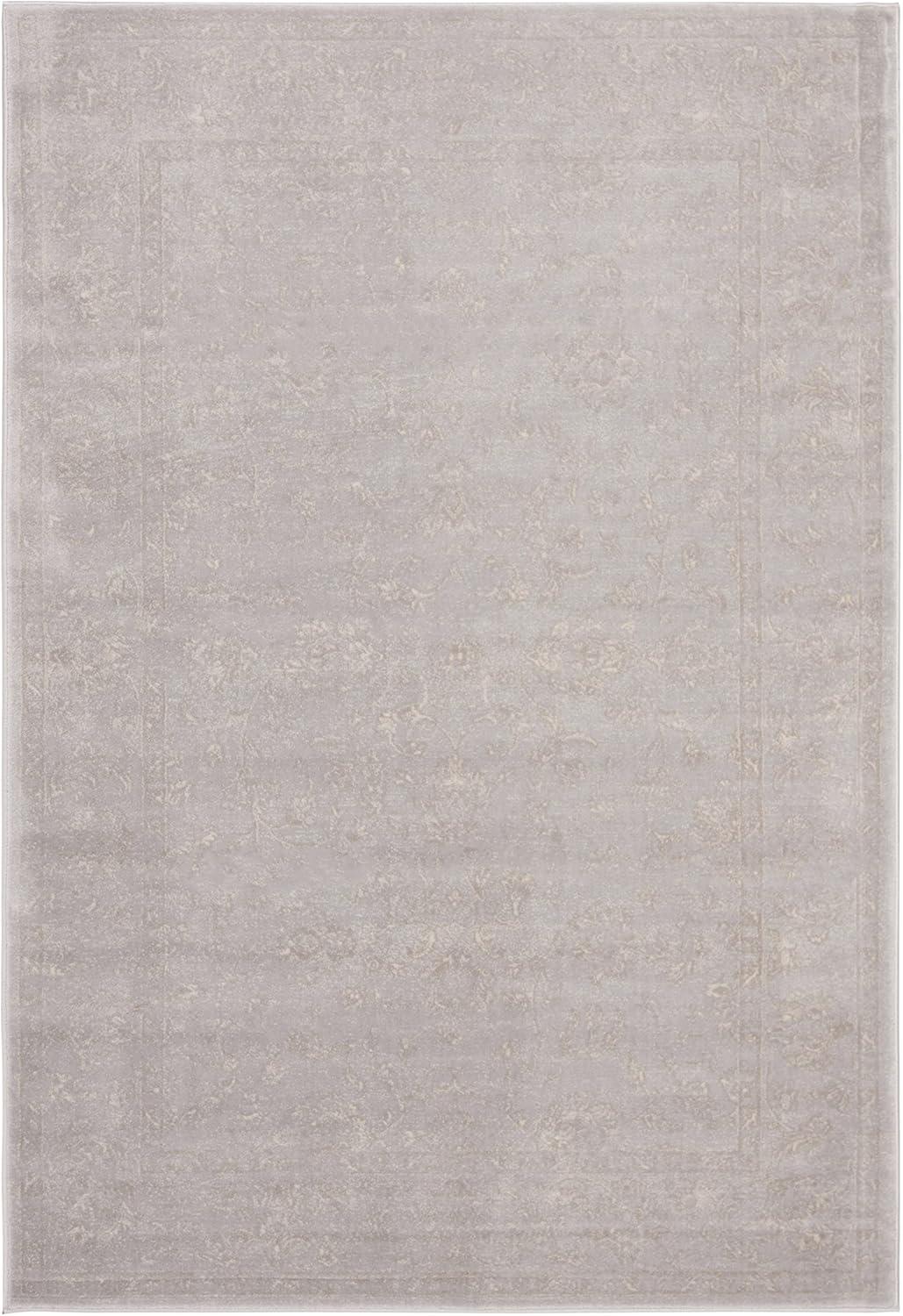 Light Grey and Cream 4' x 6' Tufted Rectangular Rug