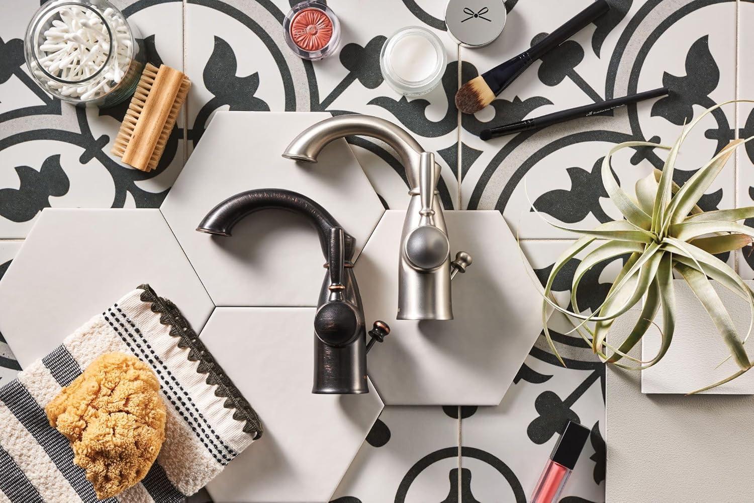 Moen Sarona Single Hole Bathroom Faucet with Drain Assembly and Optional Deckplate