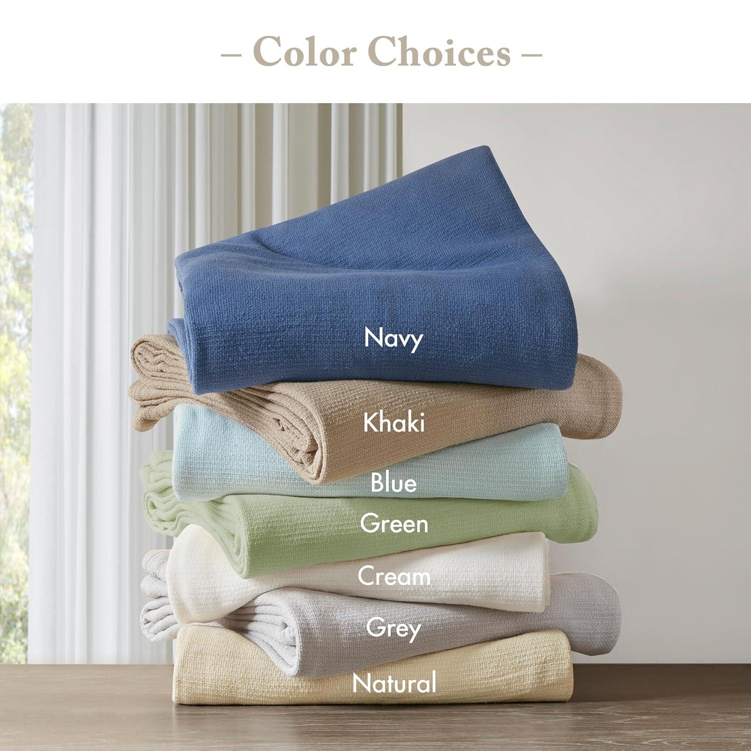 Madison Park Freshspun Basketweave Cotton Blanket