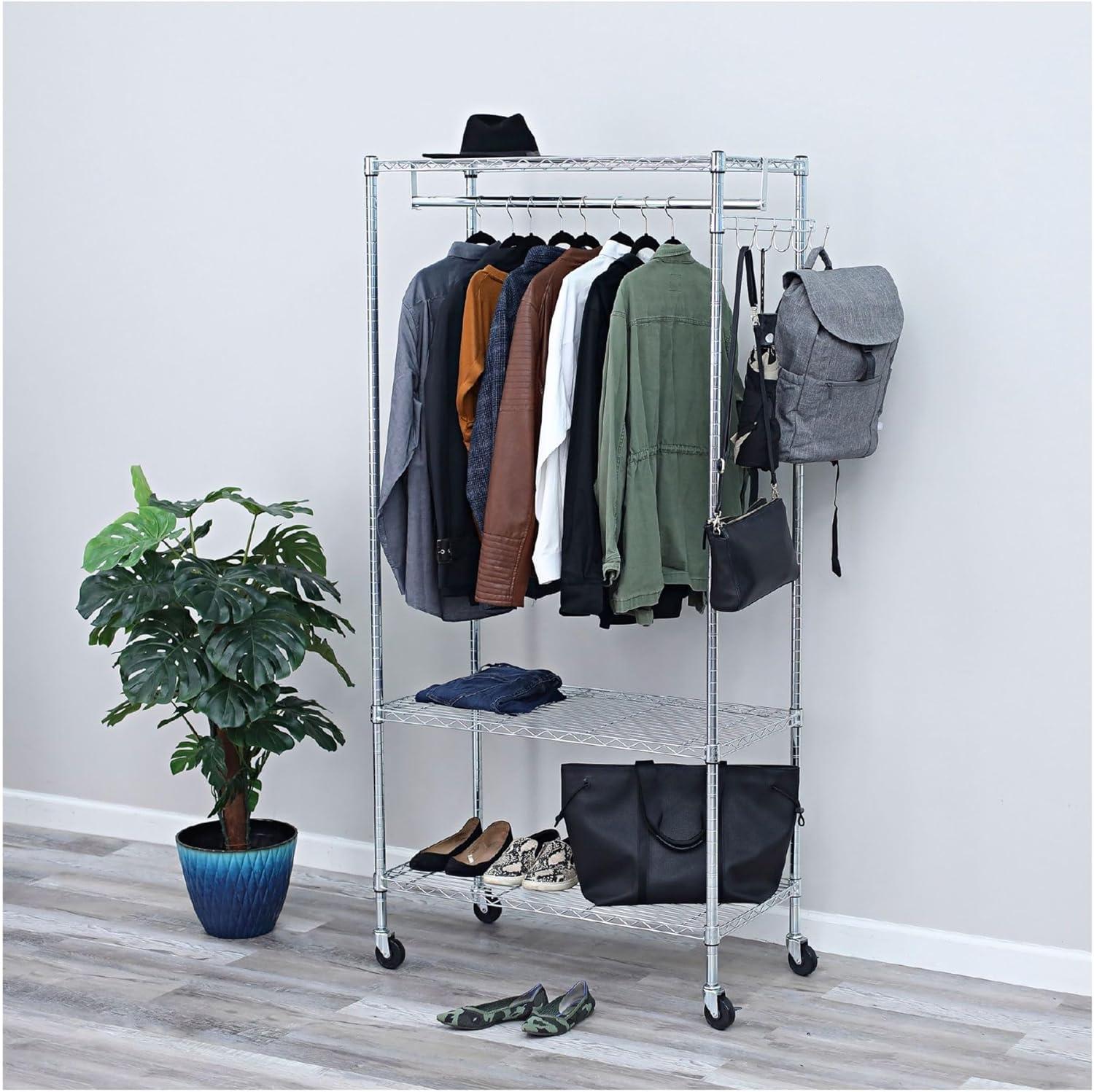 Alera® Wire Shelving Series Metal Rolling Clothing Rack