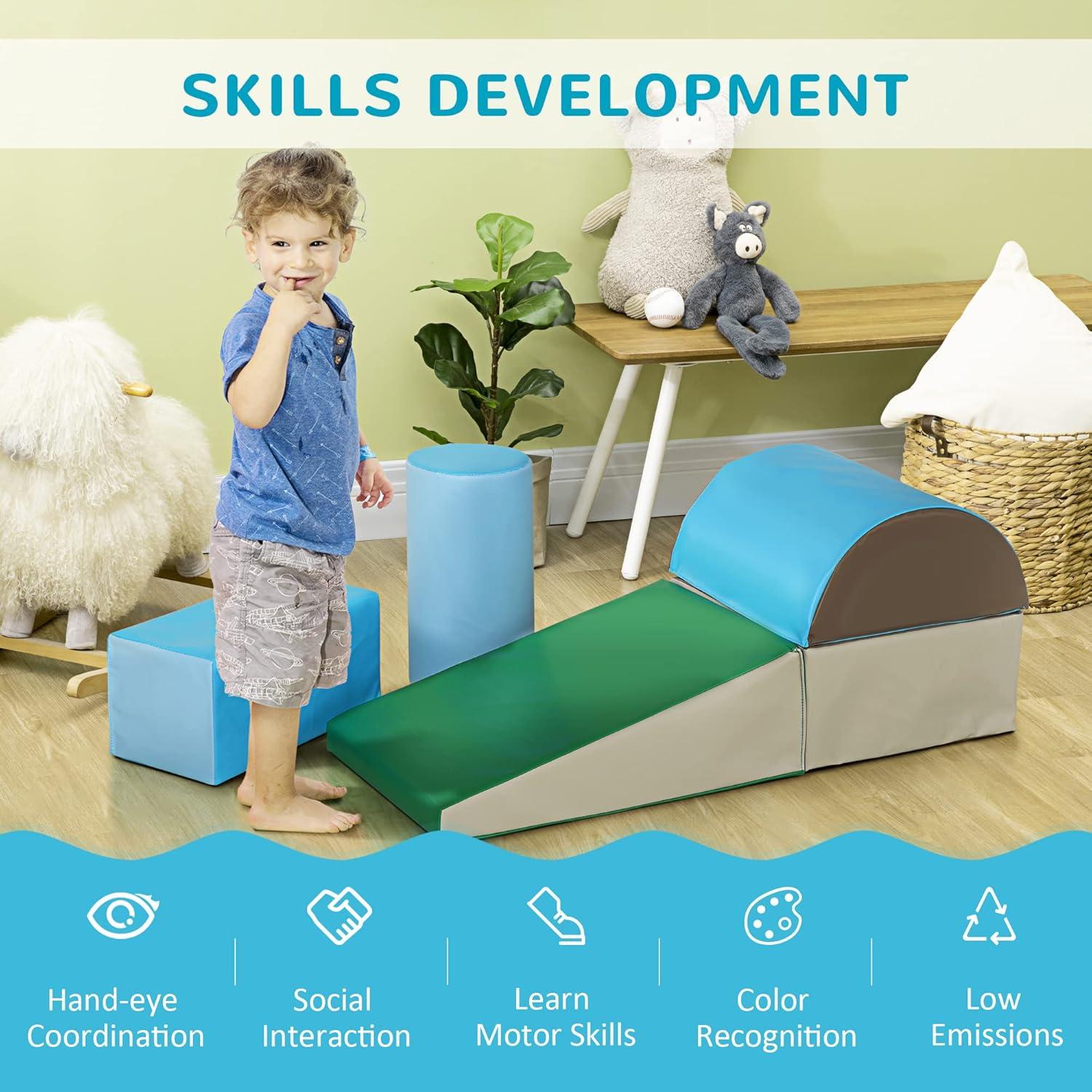 Soozier Climb and Crawl Activity Play Set Soft Secure Foam Playset for Toddler Preschooler Indoor Play Equipment Baby Learning Toys Multicolor