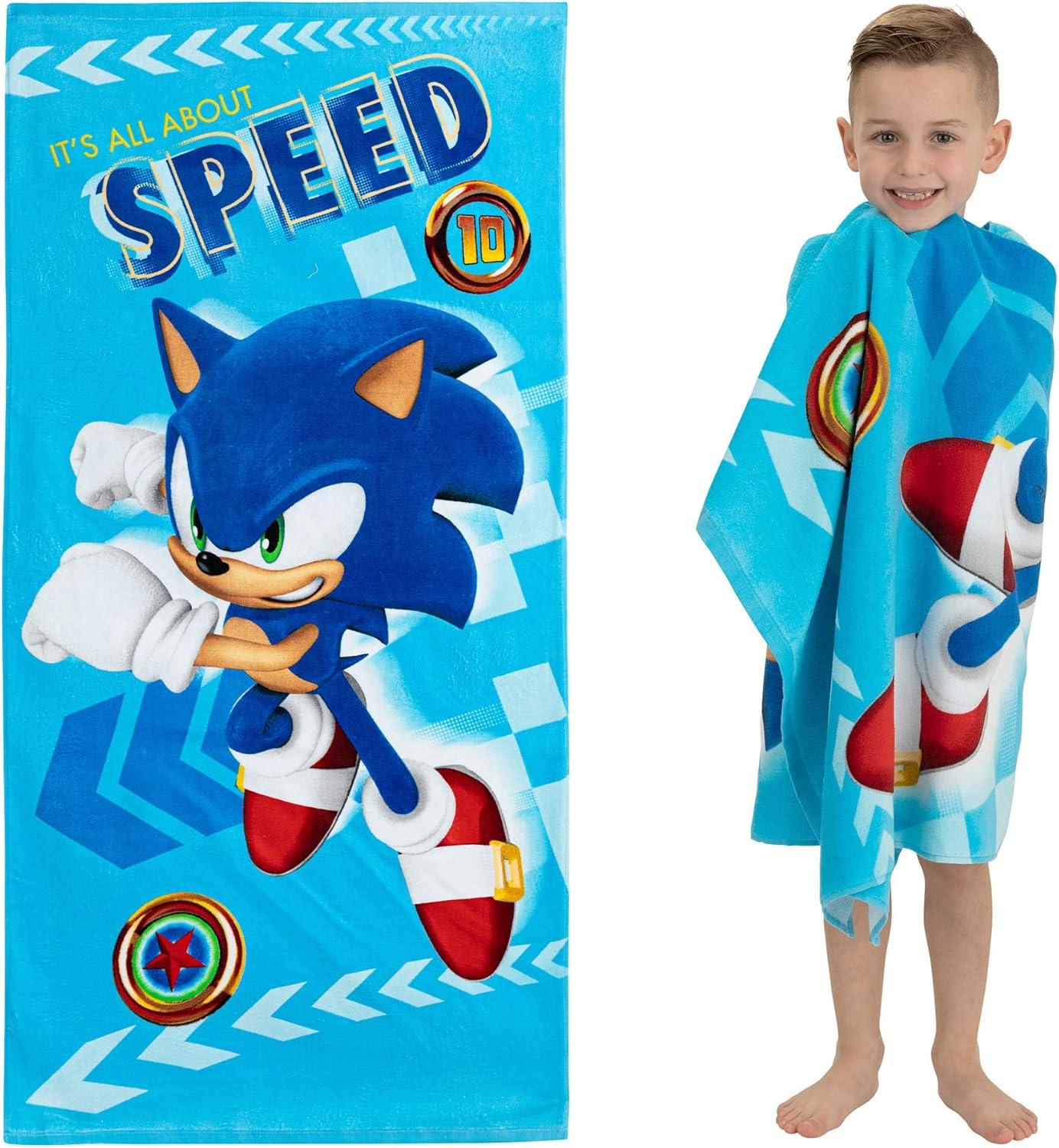 Franco Kids Super Soft Cotton Beach Towel, 58 in x 28 in, Sonic The Hedgehog