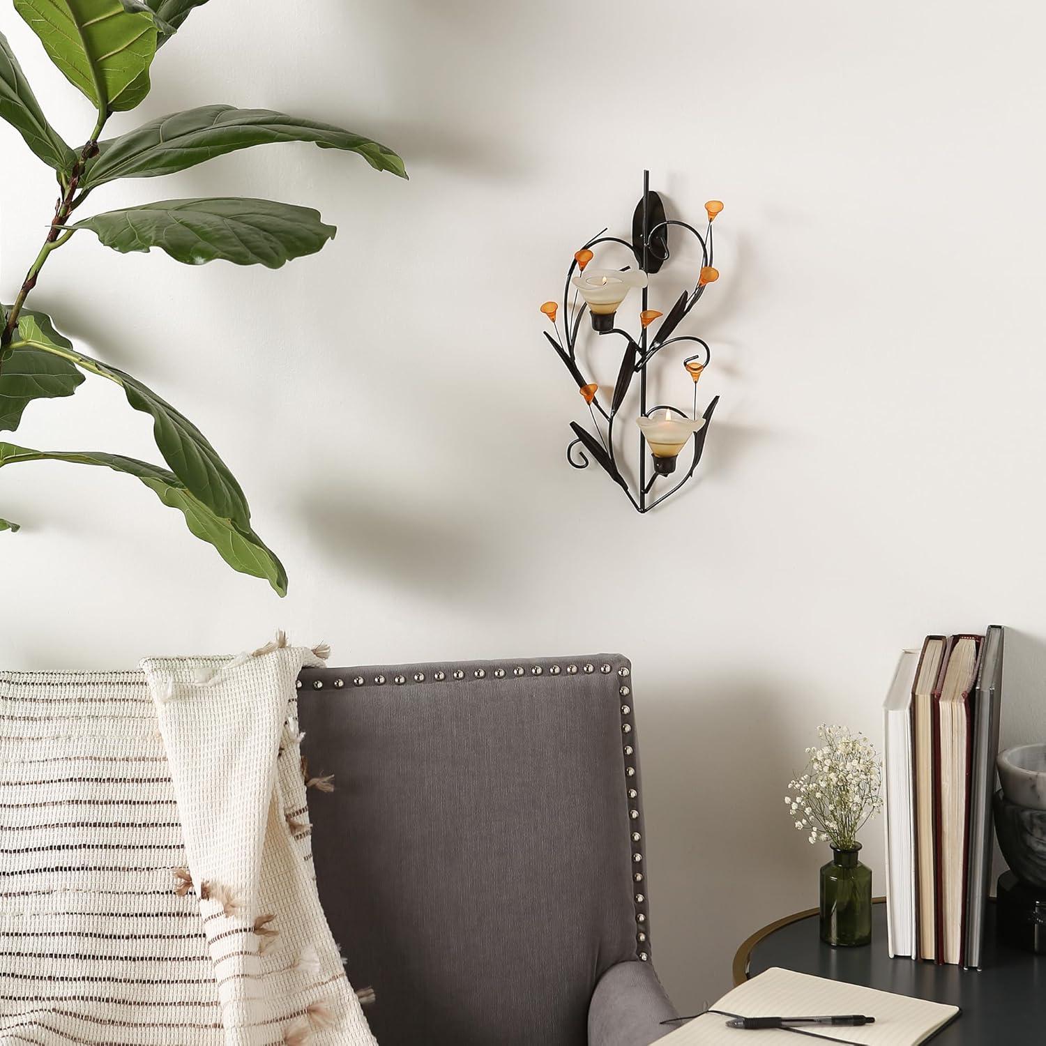 CintBllTer 10015809 Amber Lilies Candle Wall Sconce