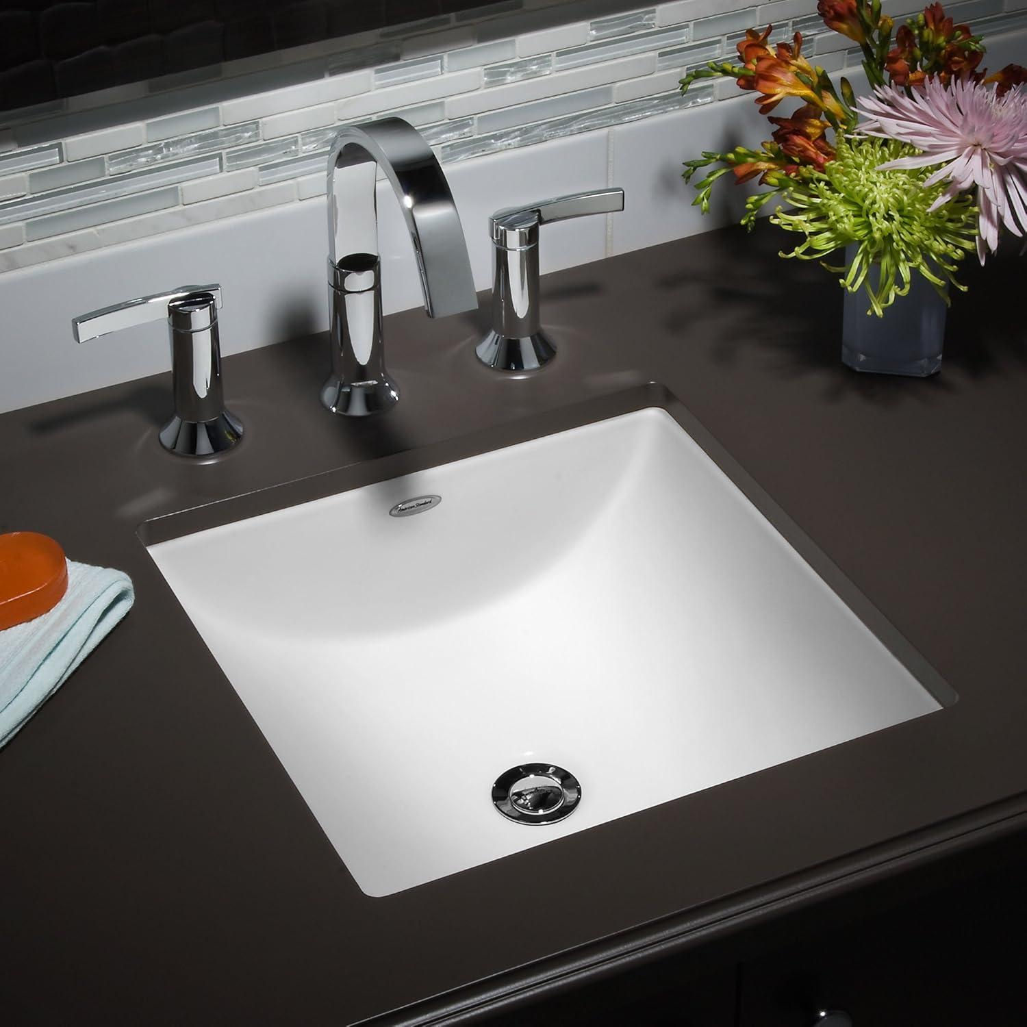 American Standard Studio 16'' Vitreous China Square Bathroom Sink with Overflow