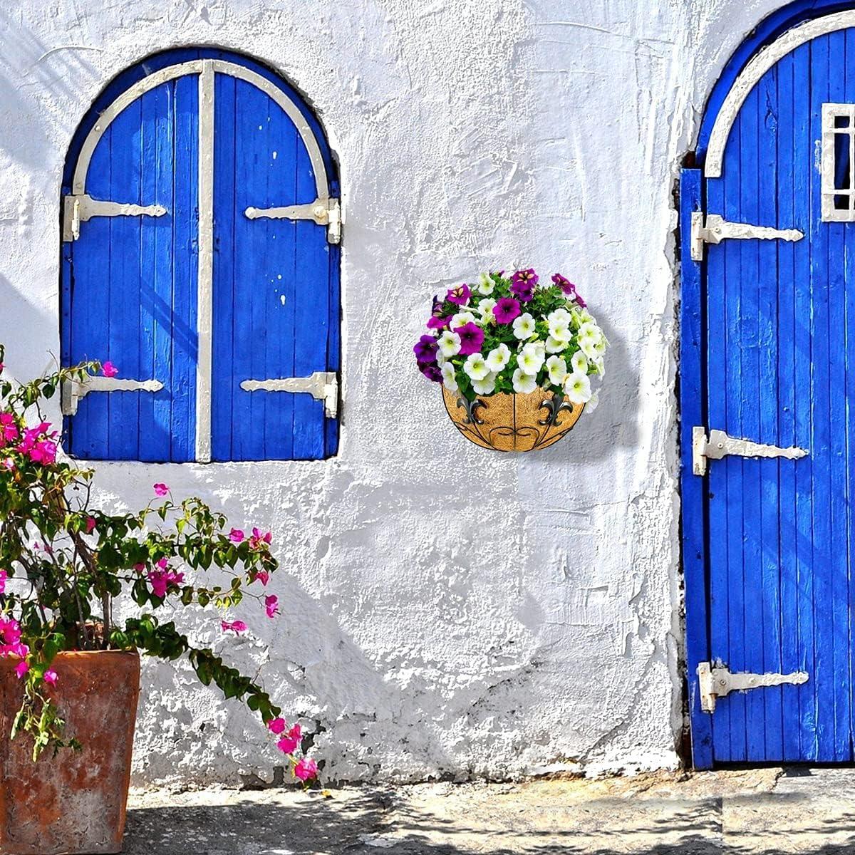 Ashman Wall/Rail Metal Plant Basket, Black, 2 Pack – Hanging Flower Planters for Fences & Walls