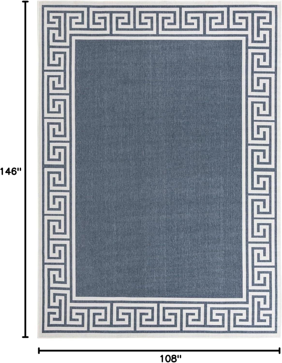 Unique Loom Outdoor Coastal Collection Area Rug - Caye (9' x 12' Rectangle Navy Blue/Ivory)