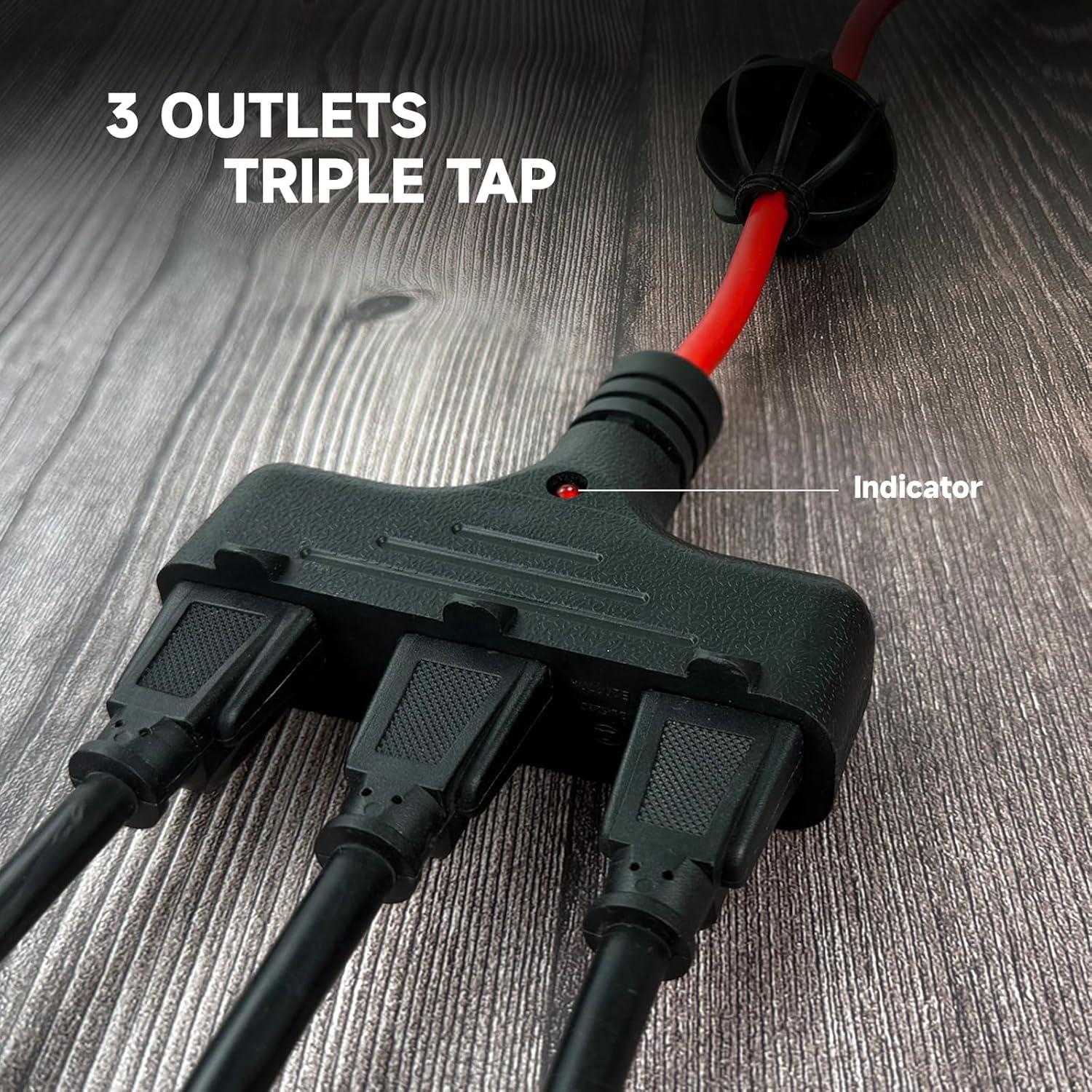 EP 30 Ft Retractable Extension Cord Reel, 16/3 SJTW Power Cord with 3 Electrical Outlets, Ceiling or Wall Mount, 10 Amp Circuit Breaker, Metal Plate, UL Listed, Red