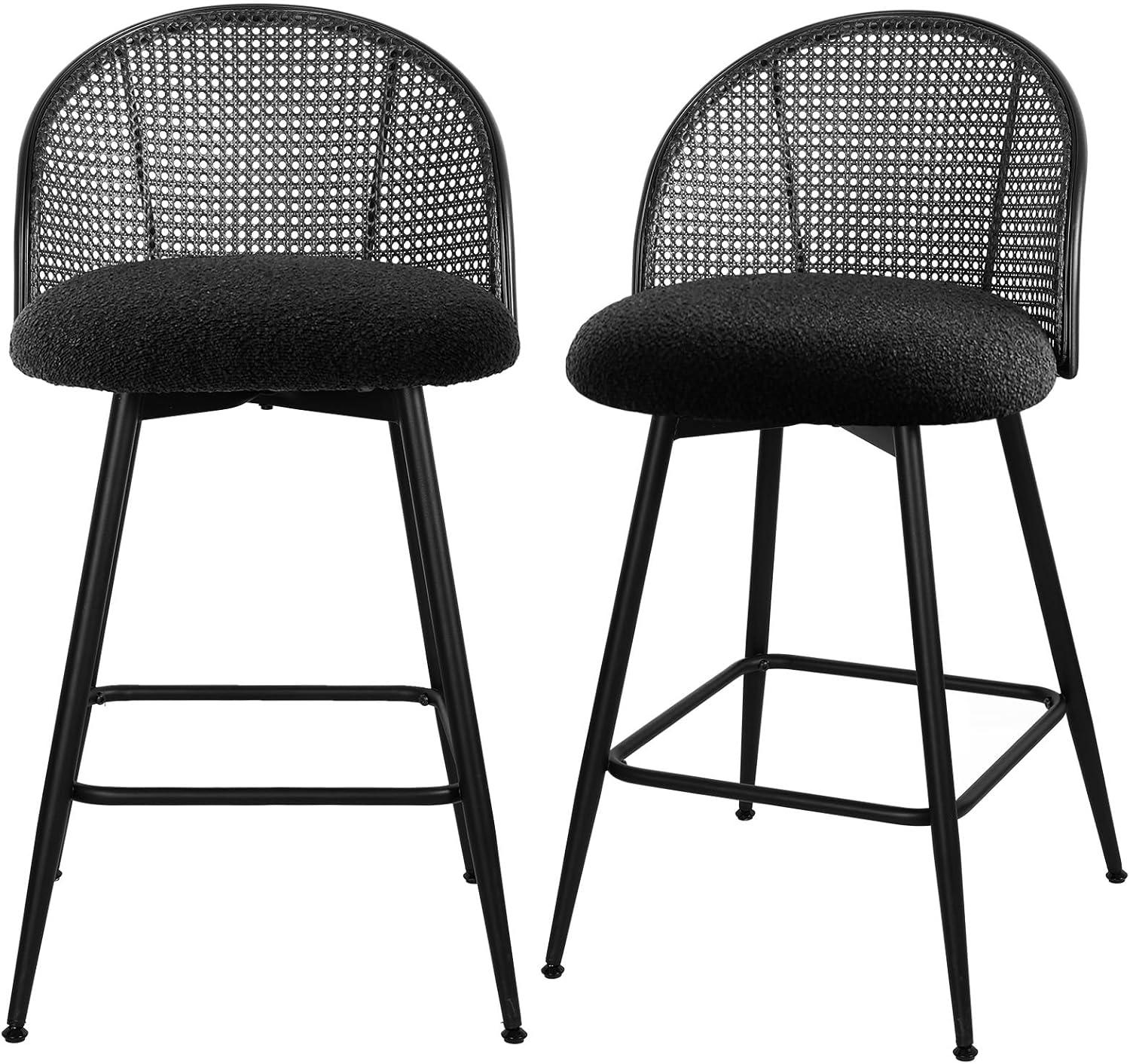 Aansu Swivel Boucle Upholstered Counter & Bar Stool