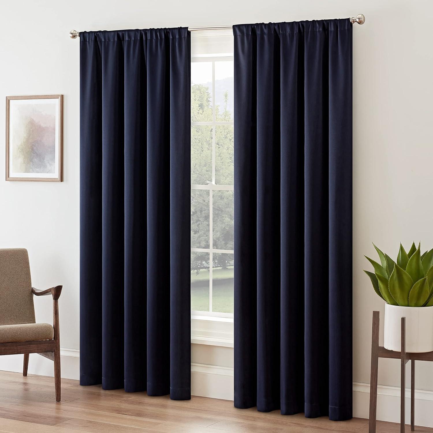 Eclipse Tricia Solid Curtain Panel, Room Darkening Rod Pocket Curtain Thermapanel (1 Panel)