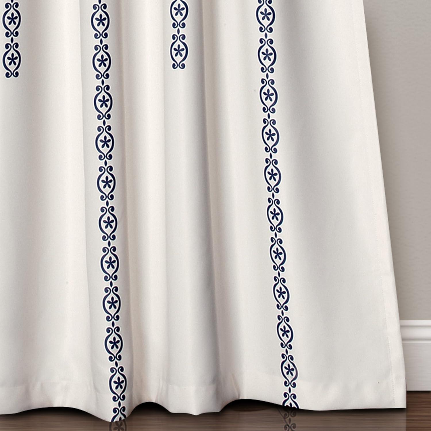 Stripe Medallion Polyester Room Darkening Curtain Pair (Set of 2)