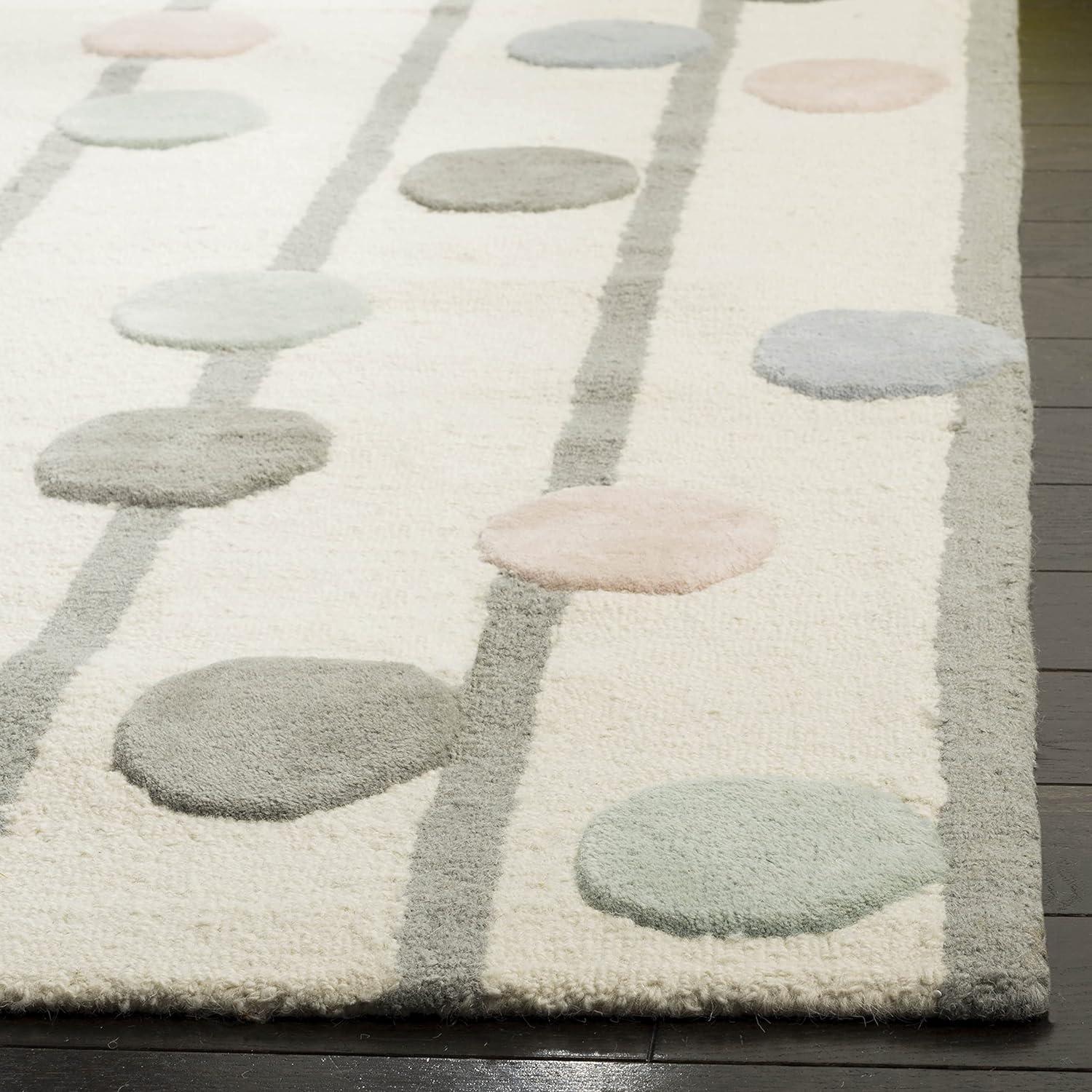 Ivory Whimsy 3' x 5' Hand-Tufted Wool Kids' Playroom Rug