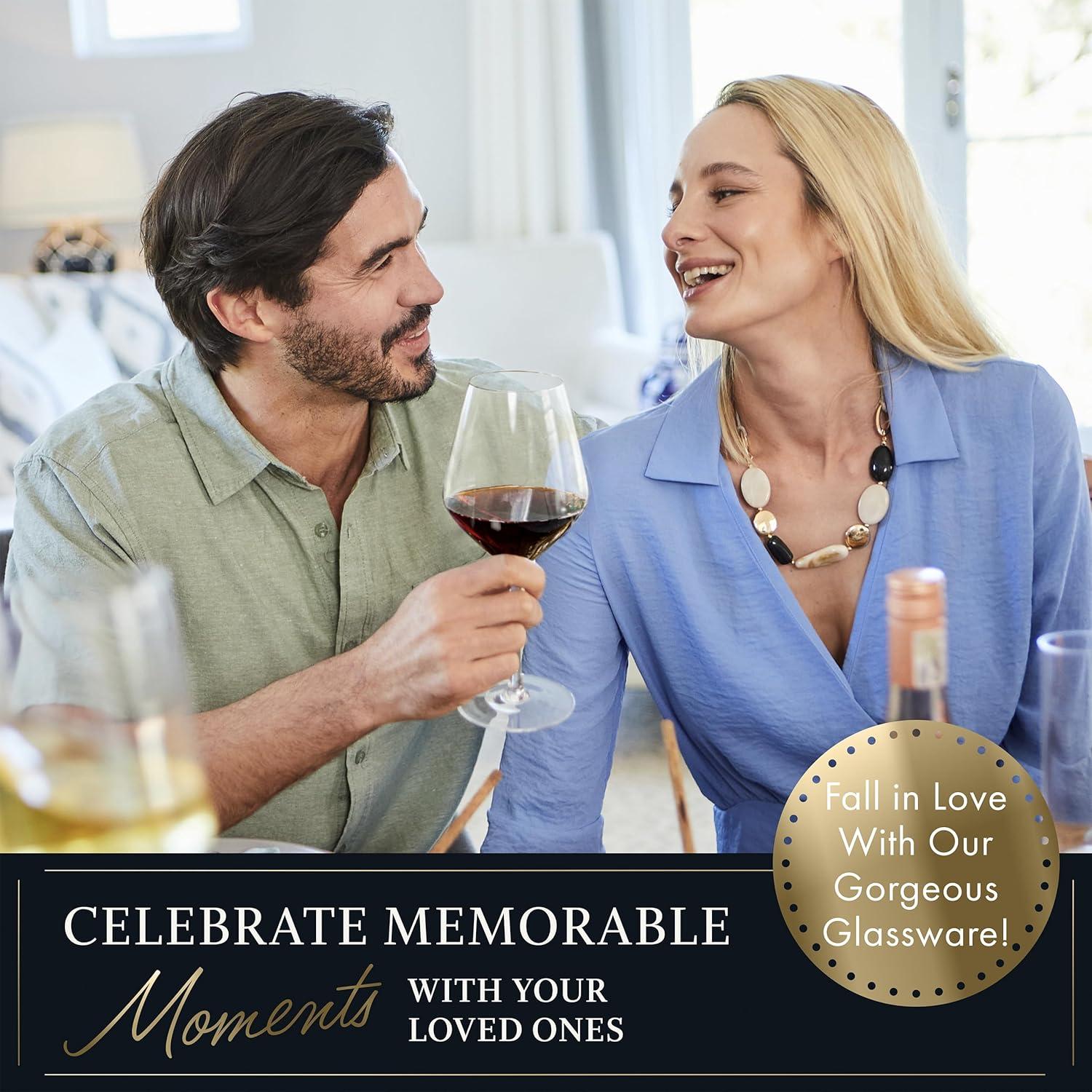 Elixir Premium Crystal Tulip Wine Glasses Set, 22 oz, Clear