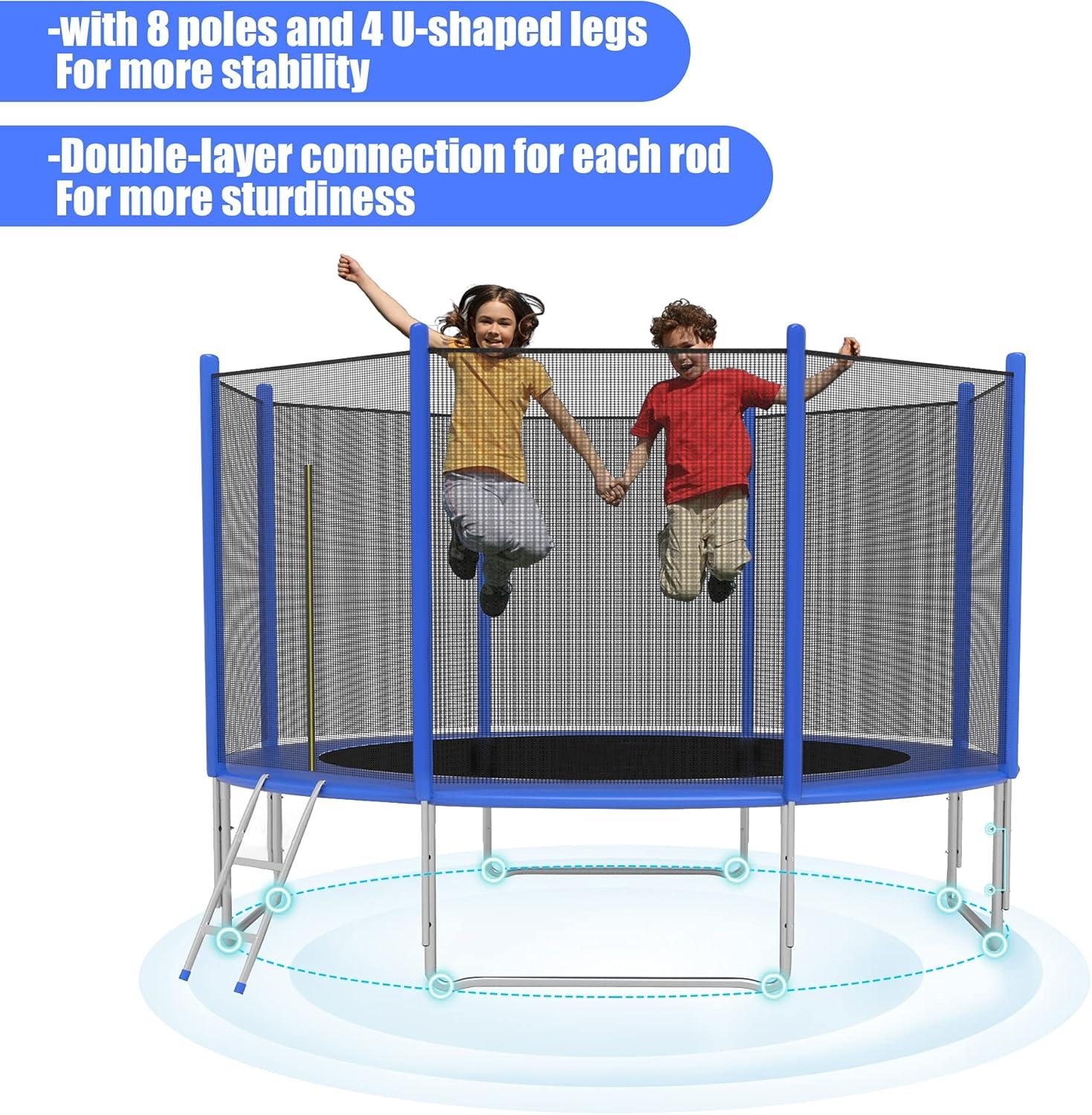 Karmas Product 10' Trampoline with Safety Enclosure Net and Spring Pad