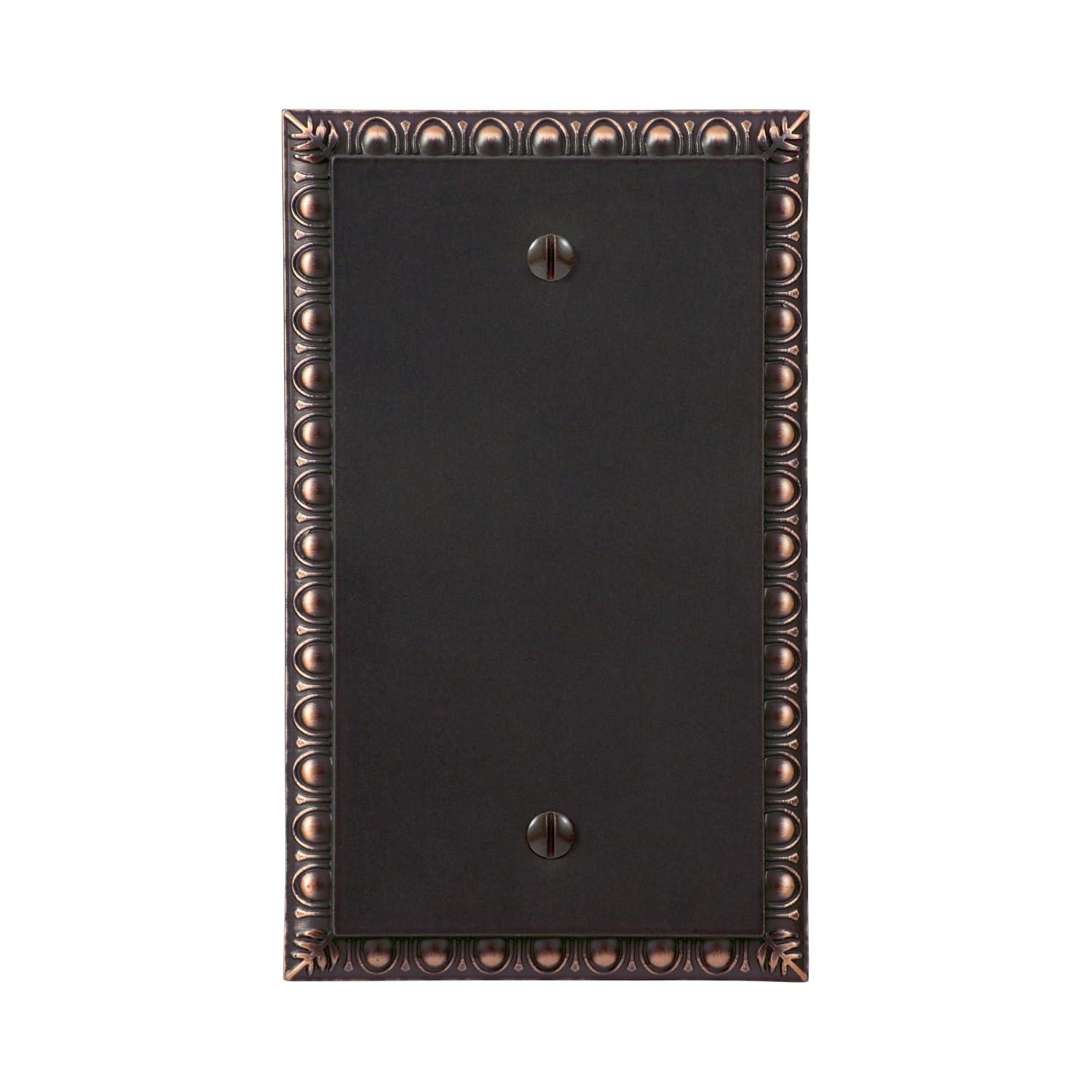 Amerelle 90BVB Egg & Dart Wallplate, 1 Blank, Cast Metal, Aged Bronze, 1-Pack